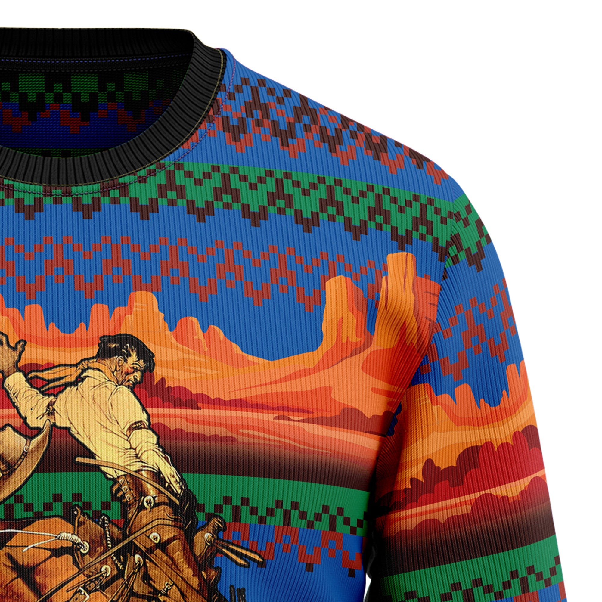 Cowboy Desert Ugly Christmas Sweater - Funny Holiday Party Pullover for Men and Women, Festive Christmas Gift 2026