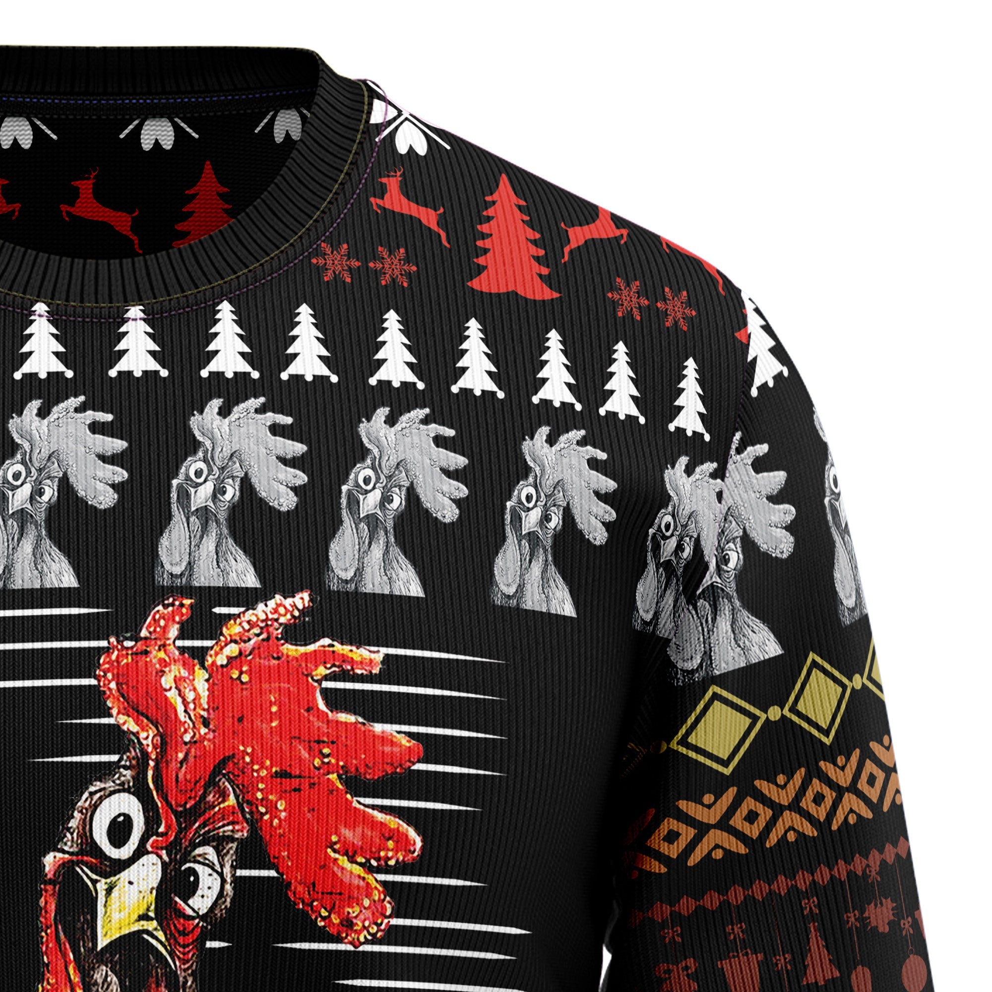Funny Chicken Ugly Christmas Sweater - Stop Looking At My Cock - Holiday Party Outfit for Men Women, Funny Xmas Gift