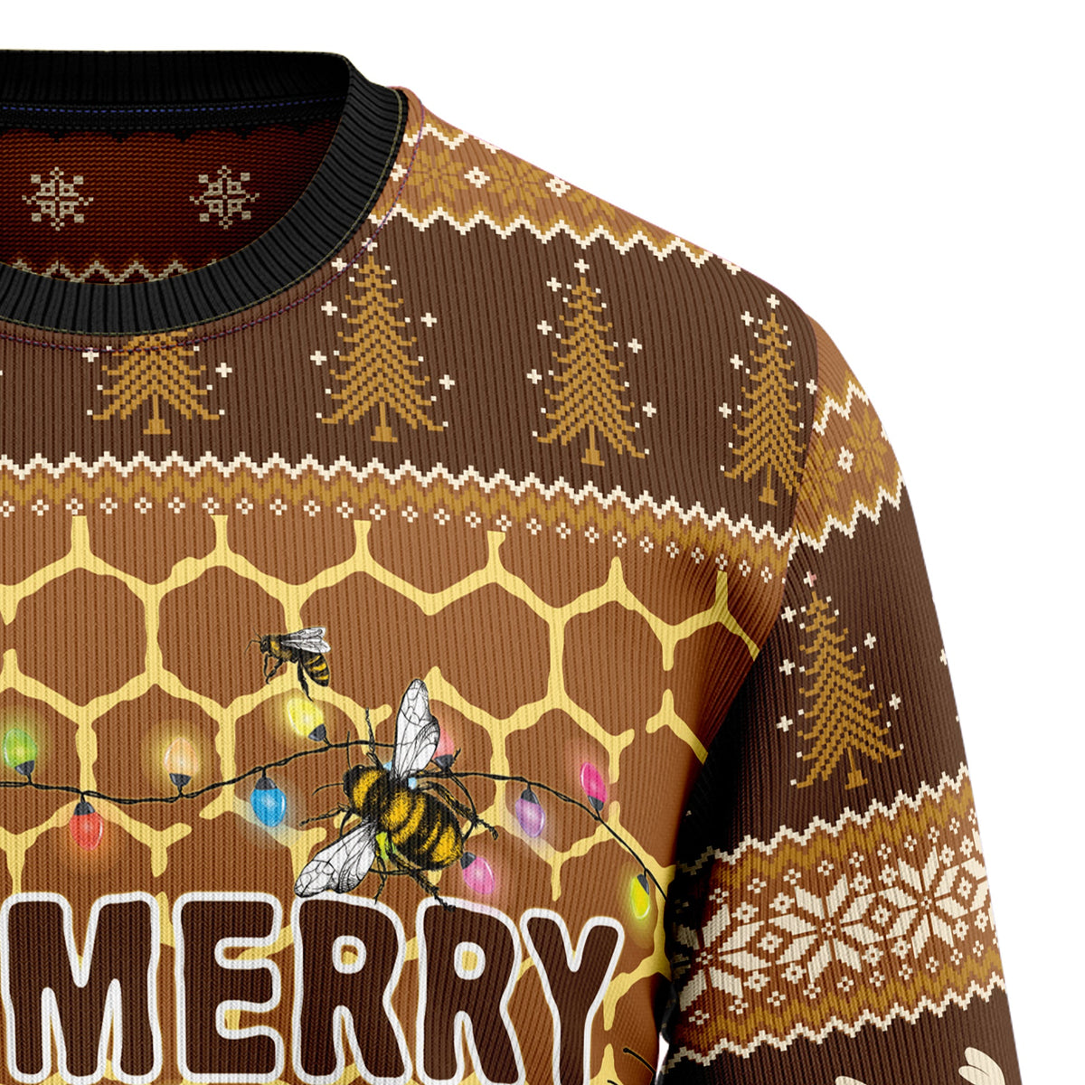 Bee Merry Christmas Sweater - Funny Ugly Christmas Sweater for Men and Women, Unisex Holiday Party Outfit