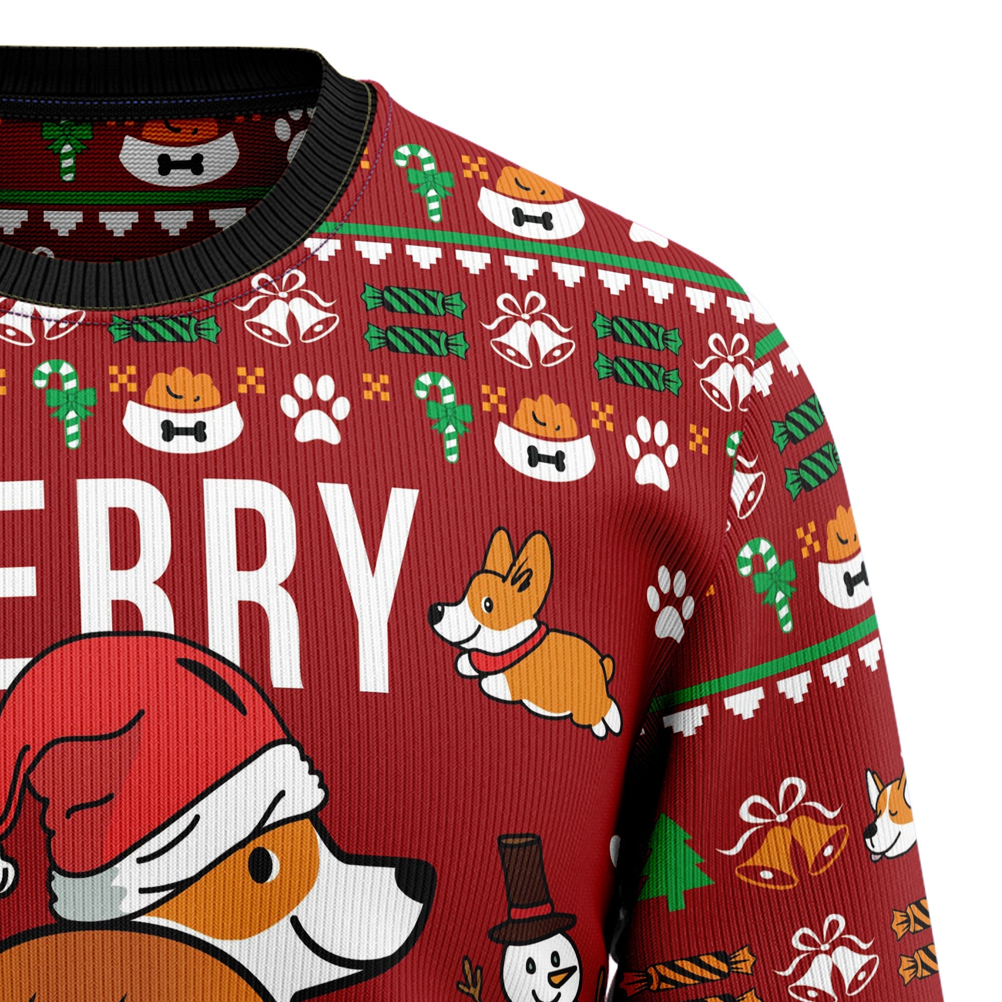 Funny Corgi Merry X-mas Ugly Christmas Sweater - Unisex Holiday Party Pullover, Funny Christmas Gift for Men Women