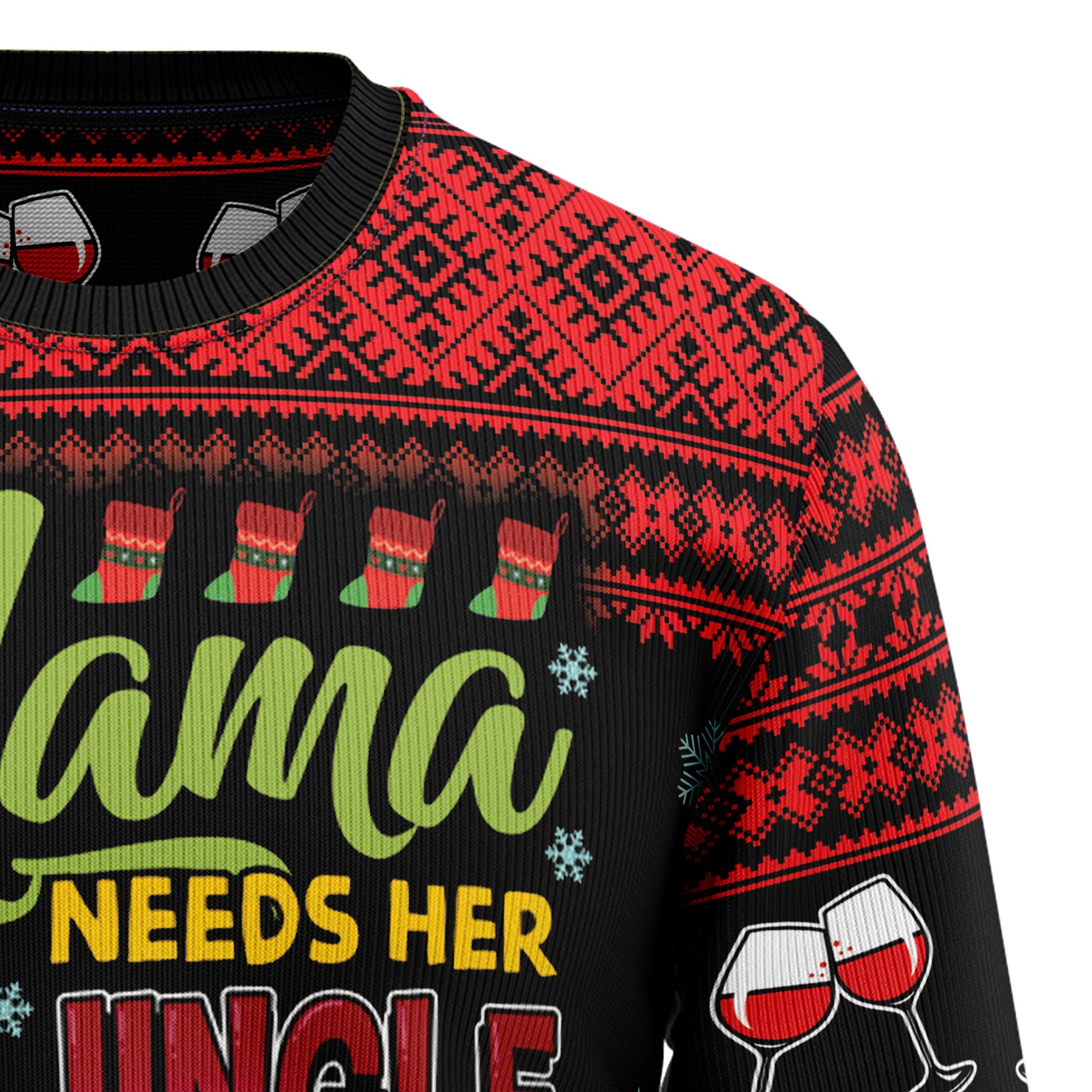 Wine Lover Ugly Christmas Sweater - Red Wine Mama - Unisex Holiday Party Pullover, Funny Christmas Gift for Men Women