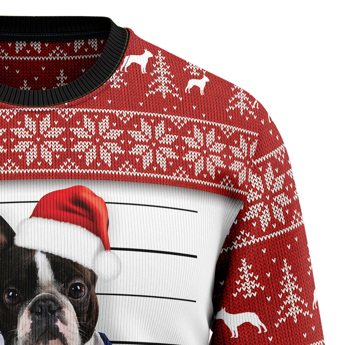 Boston Terrier Christmas Sweater - Funny Ugly Christmas Sweater for Men and Women, Unisex Holiday Party Outfit