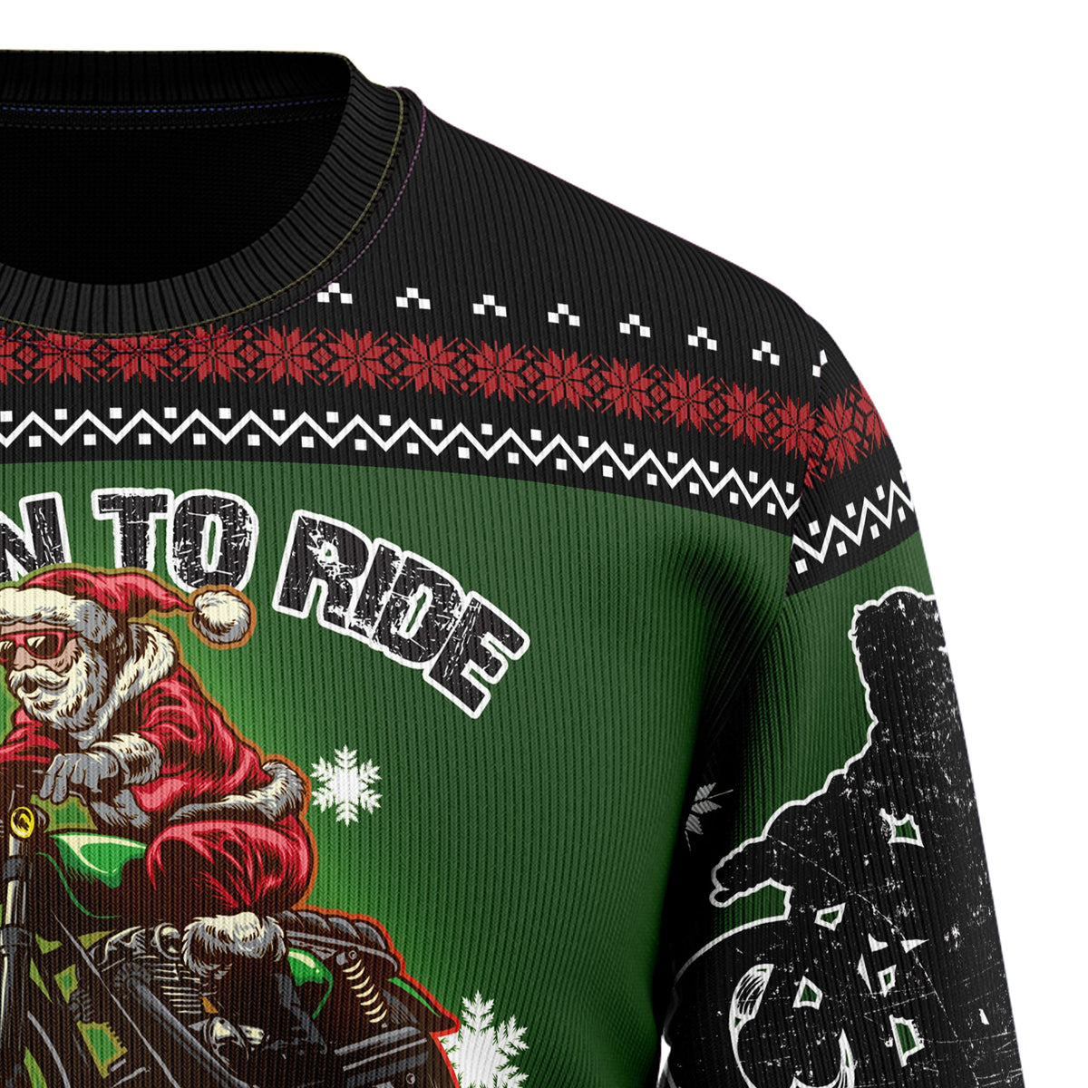 Santa Born To Ride Christmas Sweater - Funny Ugly Christmas Sweater for Men and Women, Unisex Holiday Party Outfit