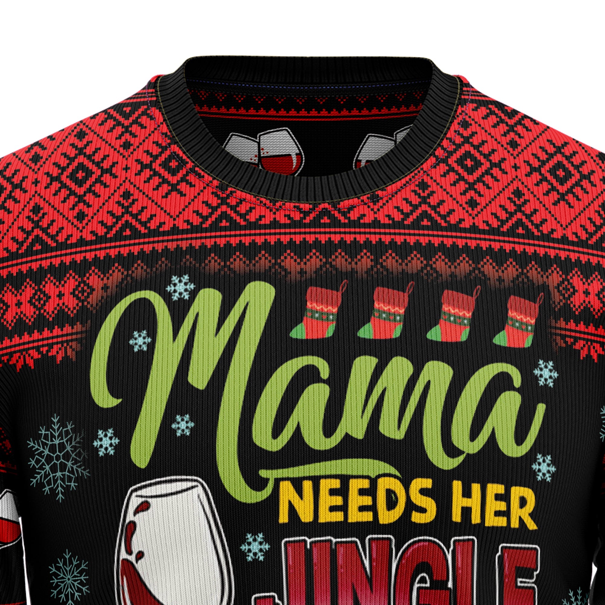 Wine Lover Ugly Christmas Sweater - Red Wine Mama - Unisex Holiday Party Pullover, Funny Christmas Gift for Men Women