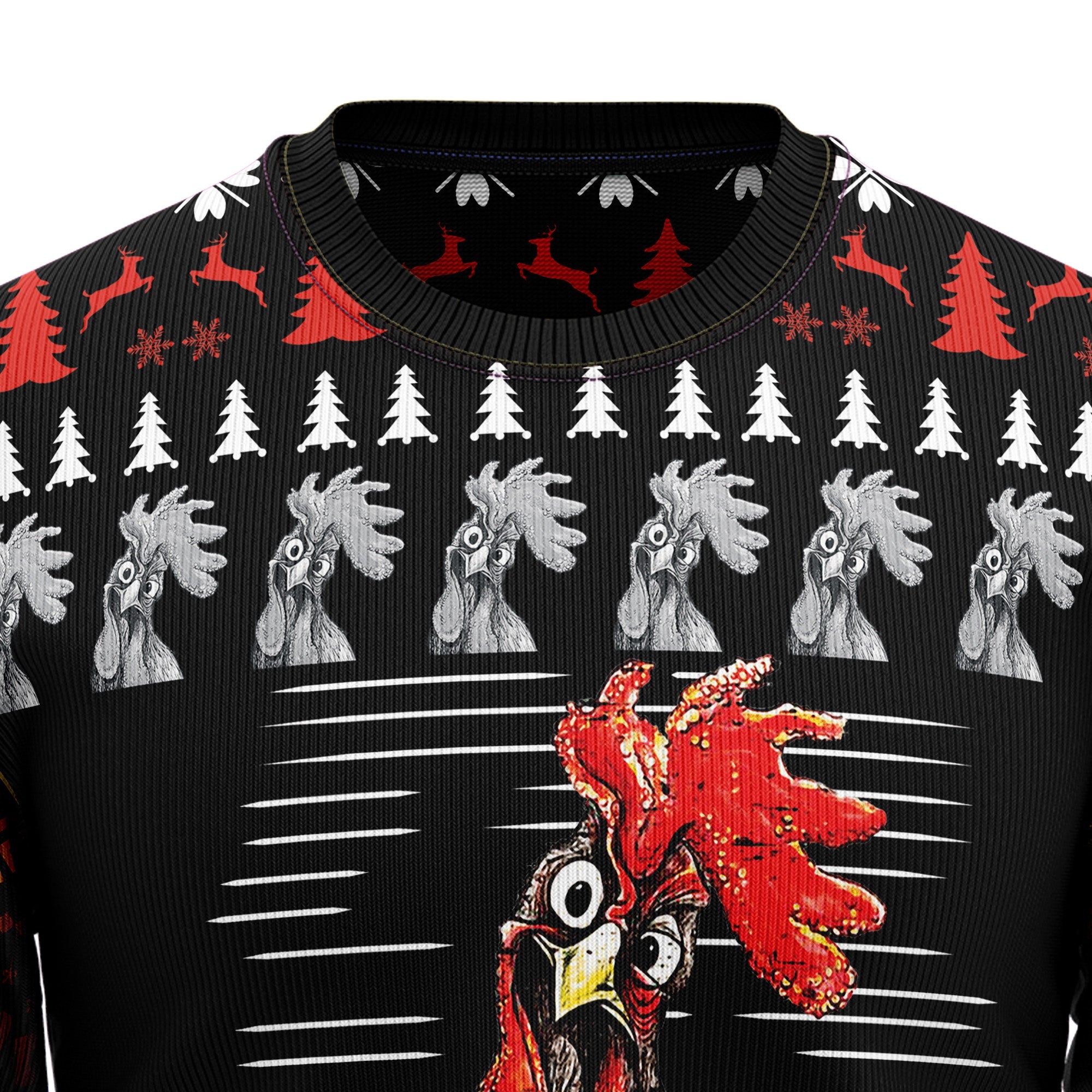 Funny Chicken Ugly Christmas Sweater - Stop Looking At My Cock - Holiday Party Outfit for Men Women, Funny Xmas Gift