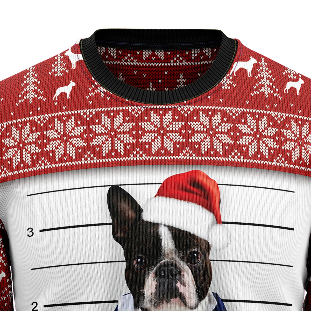 Boston Terrier Christmas Sweater - Funny Ugly Christmas Sweater for Men and Women, Unisex Holiday Party Outfit