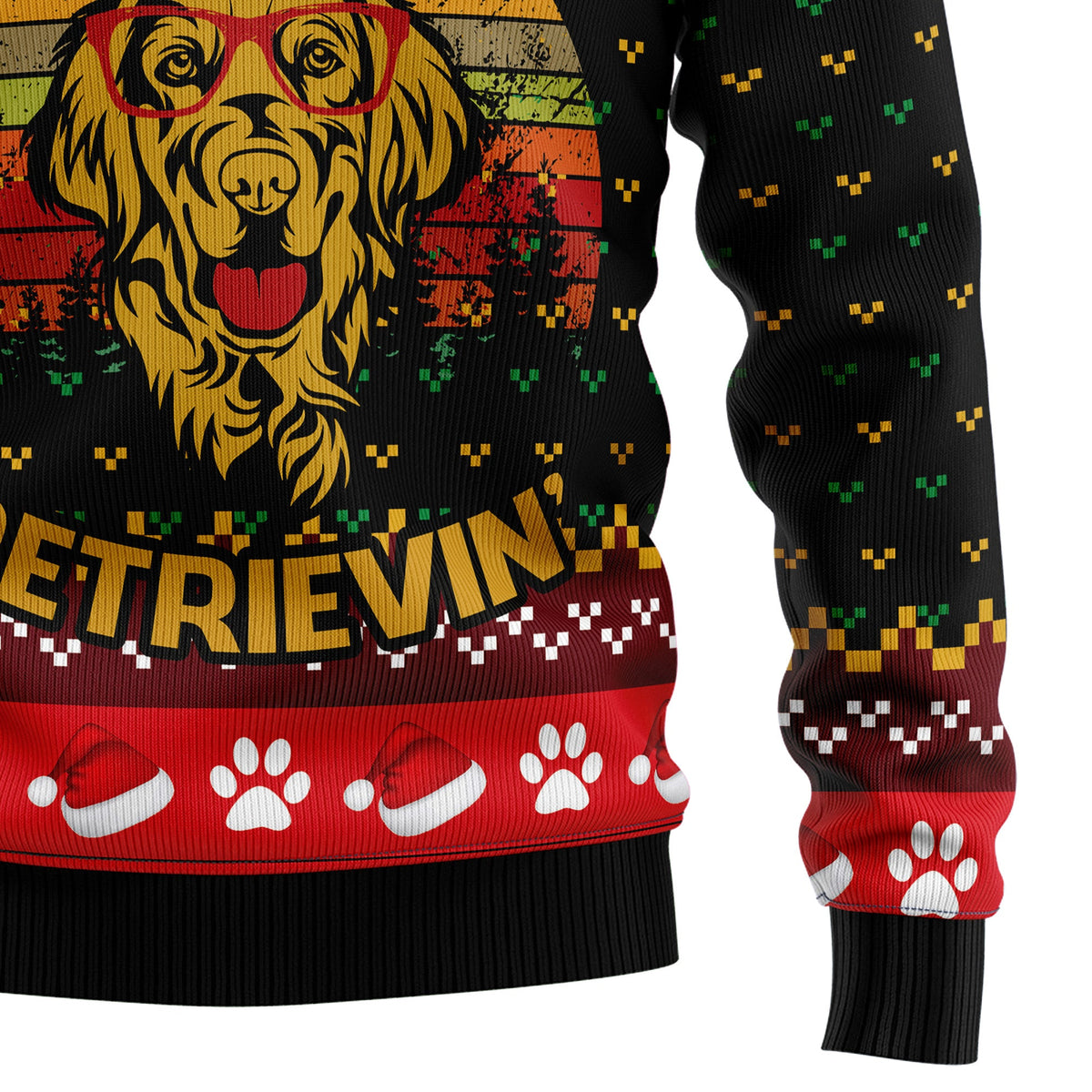 Golden Retriever Christmas Sweater - Funny Ugly Christmas Sweater for Men and Women, Unisex Holiday Party Outfit