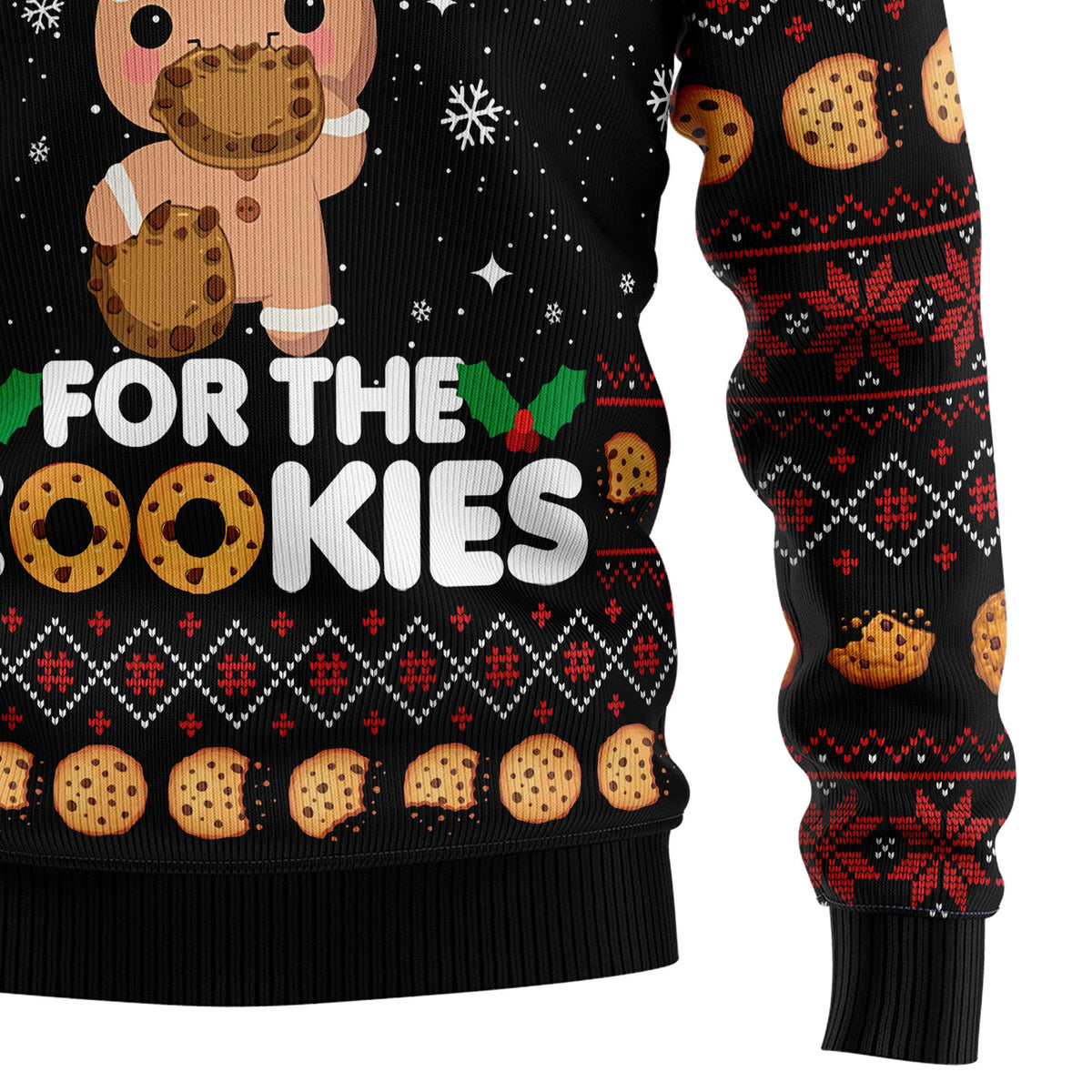 Just Here For The Cookies Christmas Sweater - Funny Ugly Christmas Sweater for Men Women, Unisex Holiday Party Gift