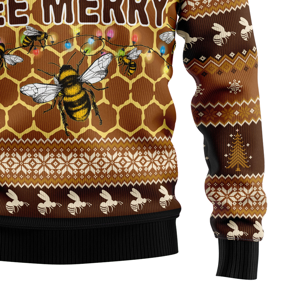 Bee Merry Christmas Sweater - Funny Ugly Christmas Sweater for Men and Women, Unisex Holiday Party Outfit