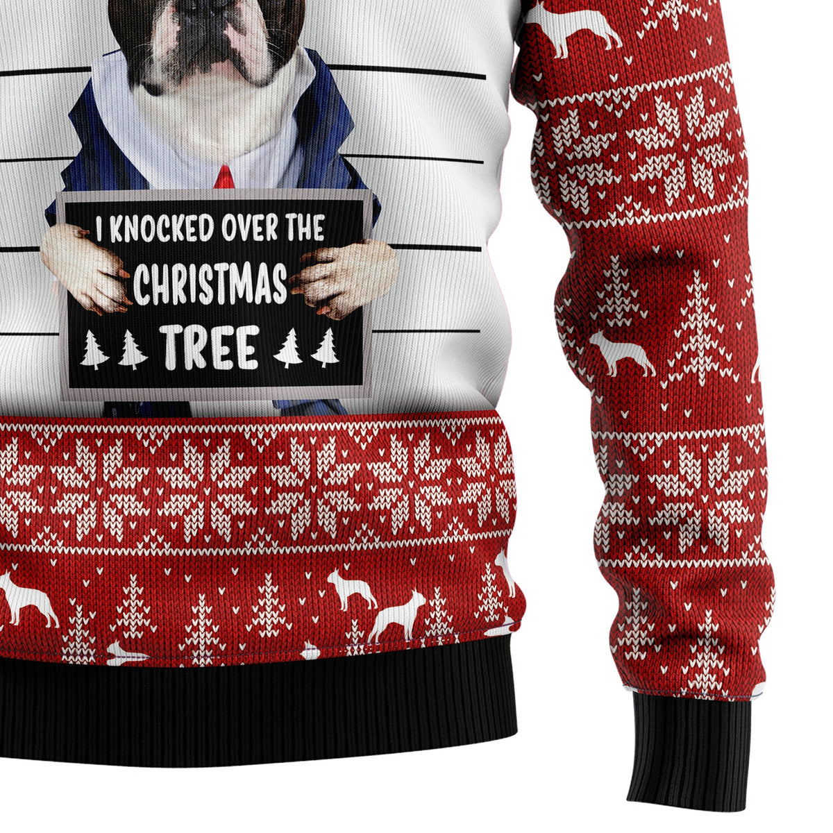 Boston Terrier Christmas Sweater - Funny Ugly Christmas Sweater for Men and Women, Unisex Holiday Party Outfit