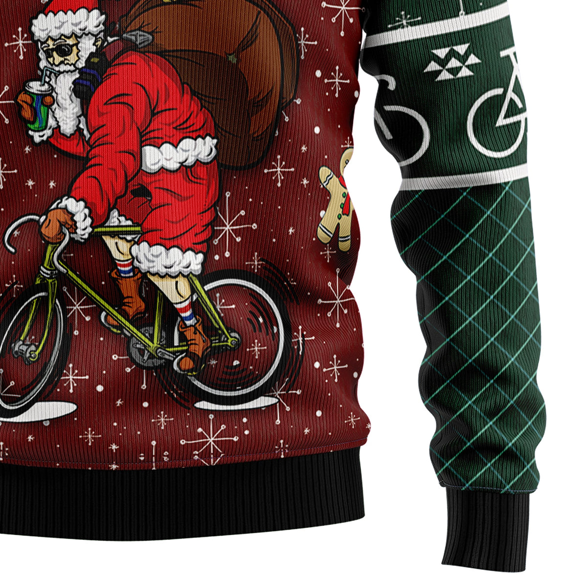 Santa Cycling Ugly Christmas Sweater, Cycling Christmas Sweater, Bicycle Lover Holiday Gift for Men and Women