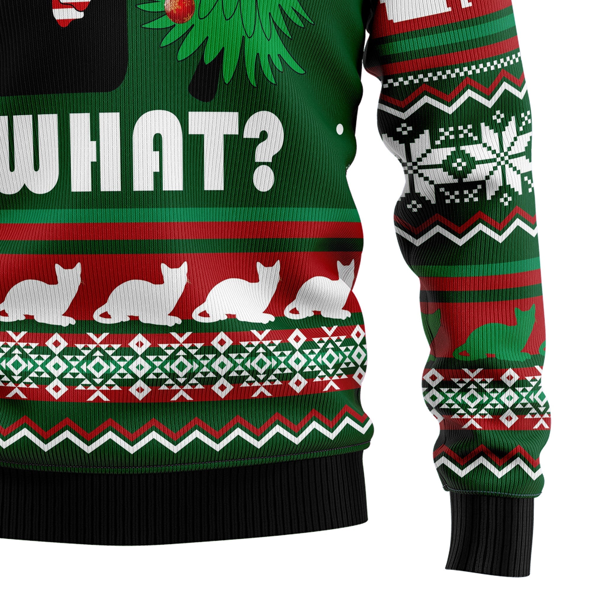 Black Cat What Christmas Ugly Christmas Sweater - Unisex Holiday Party Pullover, Funny Christmas Gift for Men Women