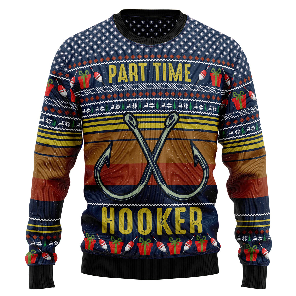 Fishing Part Time Ugly Christmas Sweater, Fishing Christmas Sweater, Angler Holiday Sweater, Gift for Men Women