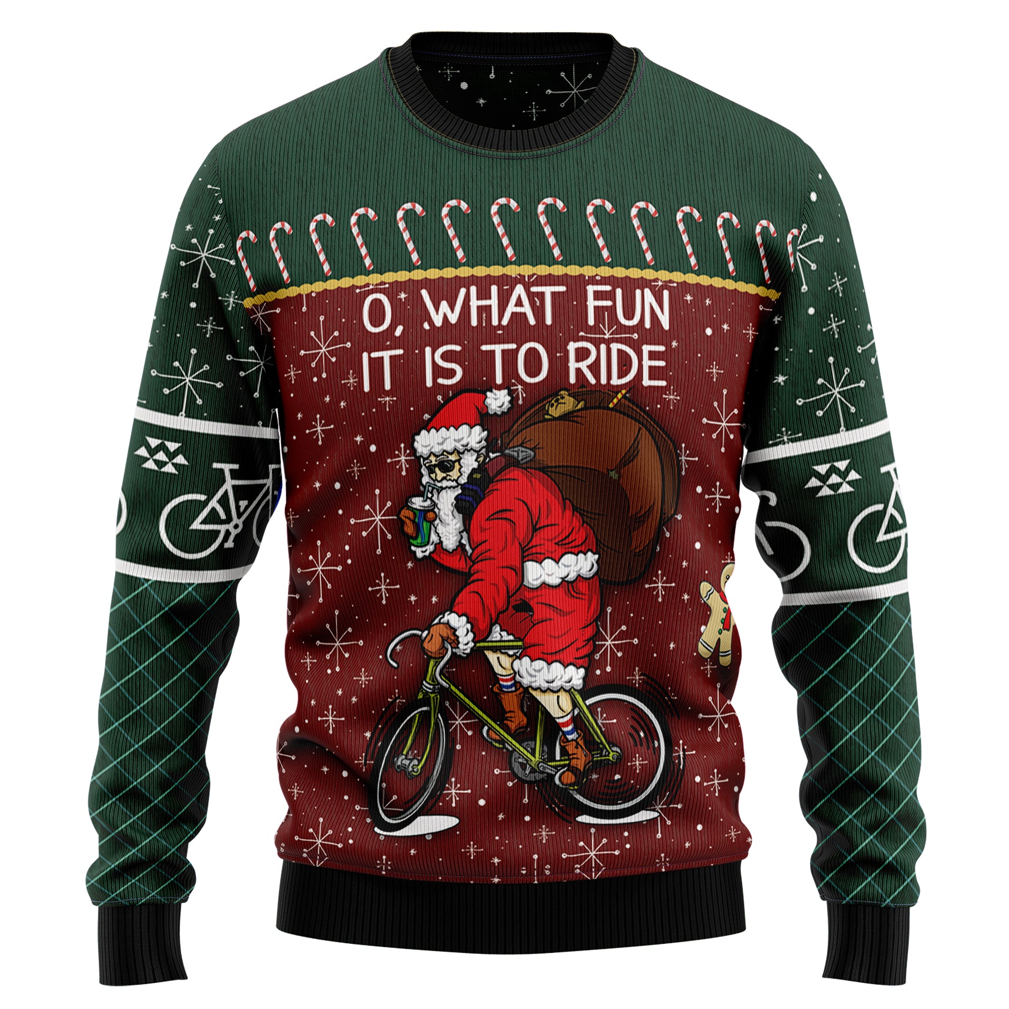 Santa Cycling Ugly Christmas Sweater, Cycling Christmas Sweater, Bicycle Lover Holiday Gift for Men and Women