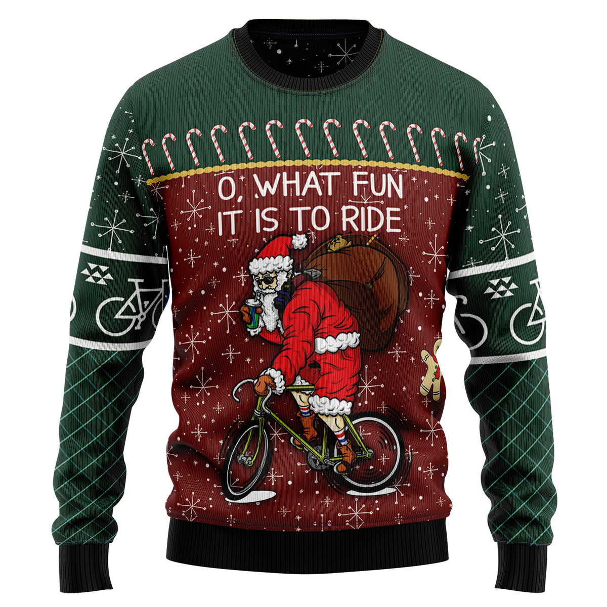 Santa Cycling Ugly Christmas Sweater, Cycling Christmas Sweater, Bicycle Lover Holiday Gift for Men and Women