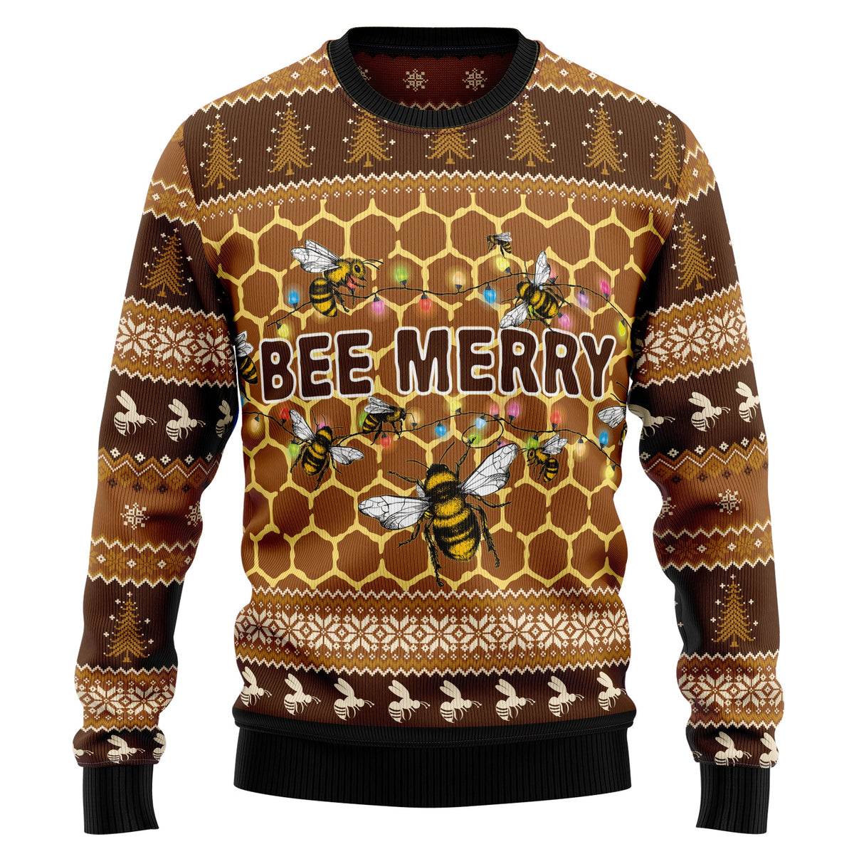 Bee Merry Christmas Sweater - Funny Ugly Christmas Sweater for Men and Women, Unisex Holiday Party Outfit