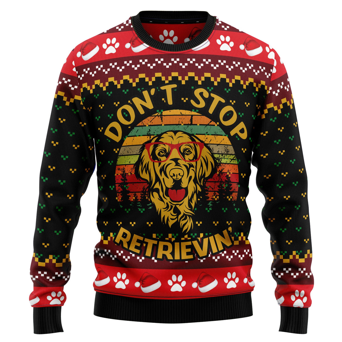 Golden Retriever Christmas Sweater - Funny Ugly Christmas Sweater for Men and Women, Unisex Holiday Party Outfit