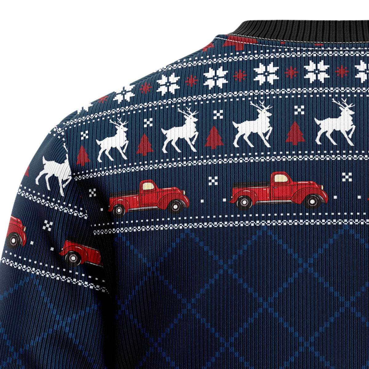 Vintage Red Truck Christmas Sweater - Funny Ugly Christmas Sweater for Men and Women, Unisex Holiday Party Outfit