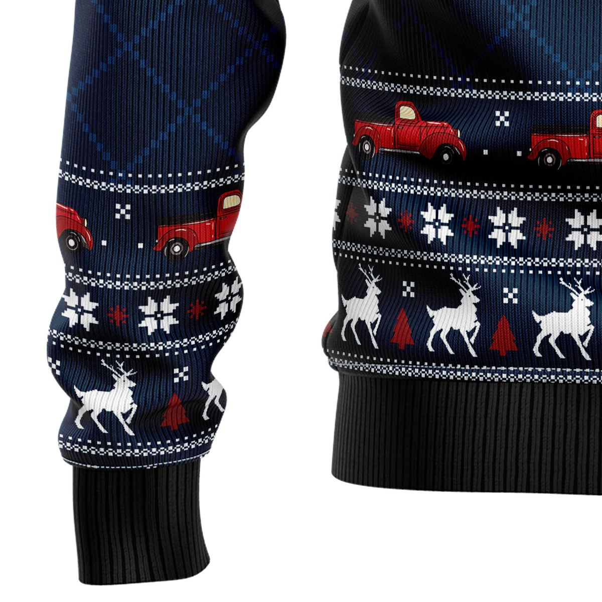Vintage Red Truck Christmas Sweater - Funny Ugly Christmas Sweater for Men and Women, Unisex Holiday Party Outfit