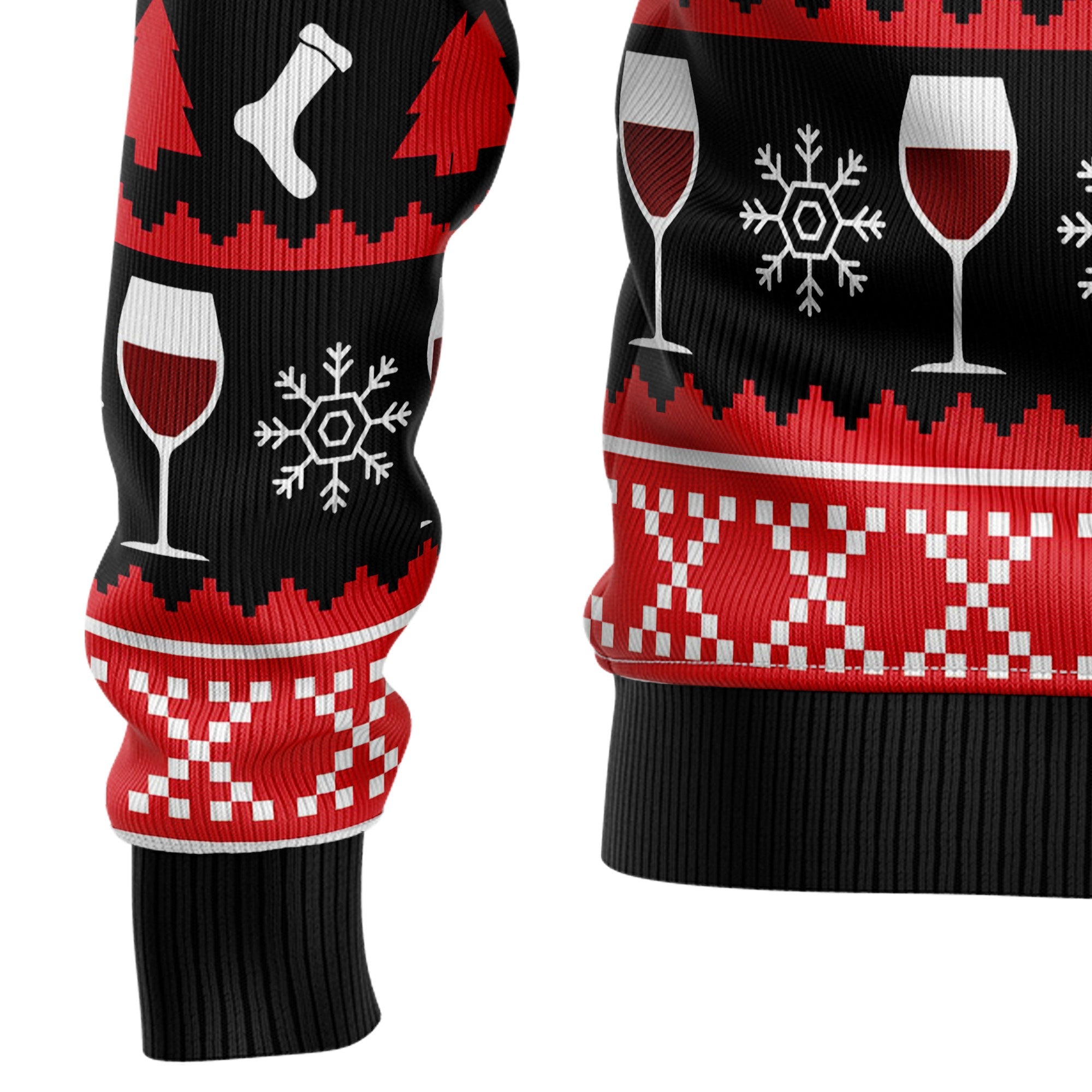 Red Wine Ugly Christmas Sweater, Wine Lover Holiday Pullover, Funny Christmas Party Outfit and Gift for Wine Friends