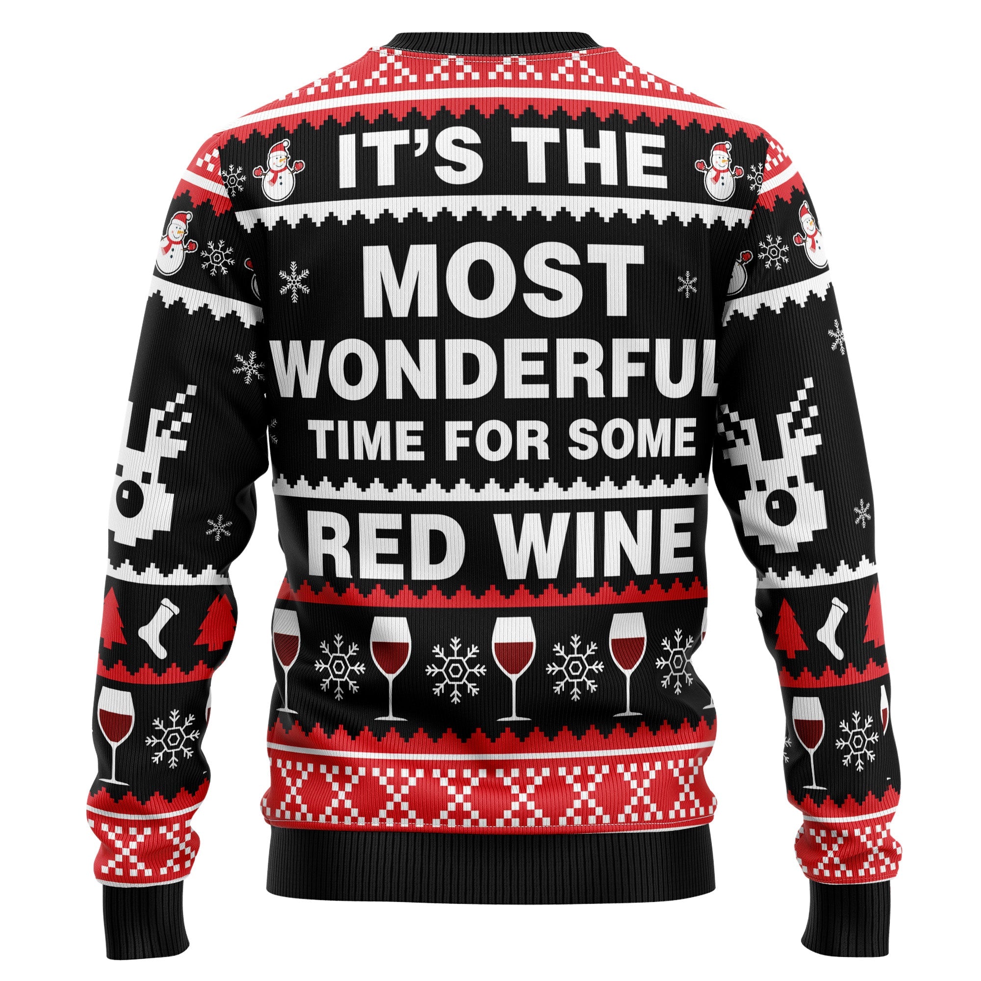 Red Wine Ugly Christmas Sweater, Wine Lover Holiday Pullover, Funny Christmas Party Outfit and Gift for Wine Friends