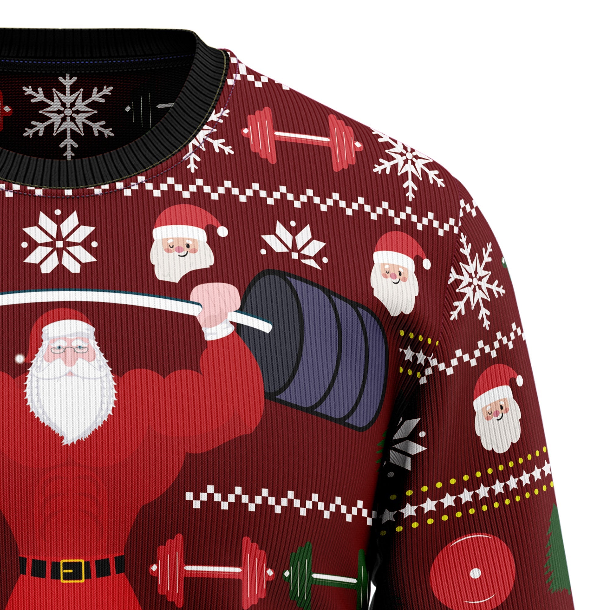 Santa Gym Ugly Christmas Sweater, Let It Swole Fitness Holiday Pullover, Christmas Gift for Gym Lovers and Weightlifters