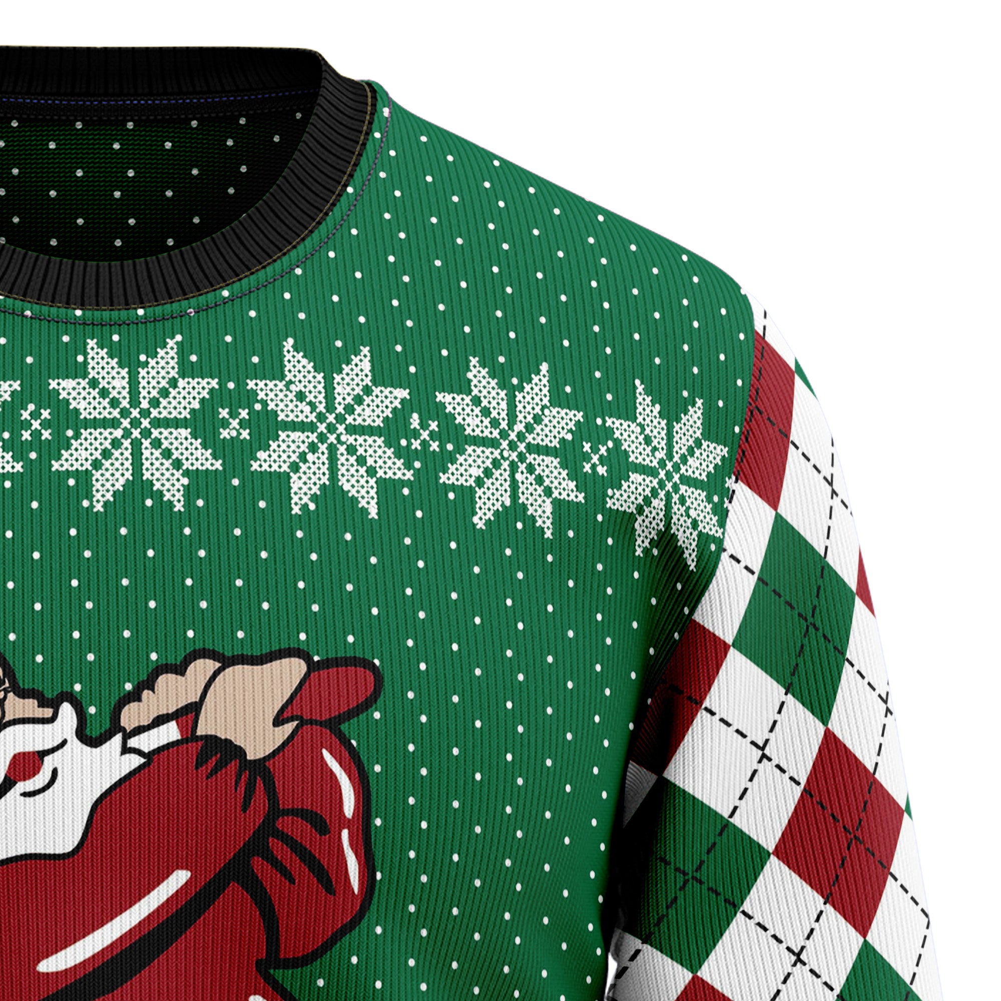 Golfer Santa Ugly Christmas Sweater, Funny Golf Christmas Sweater for Men, Holiday Party Outfit and Christmas Gift for Golf Lovers