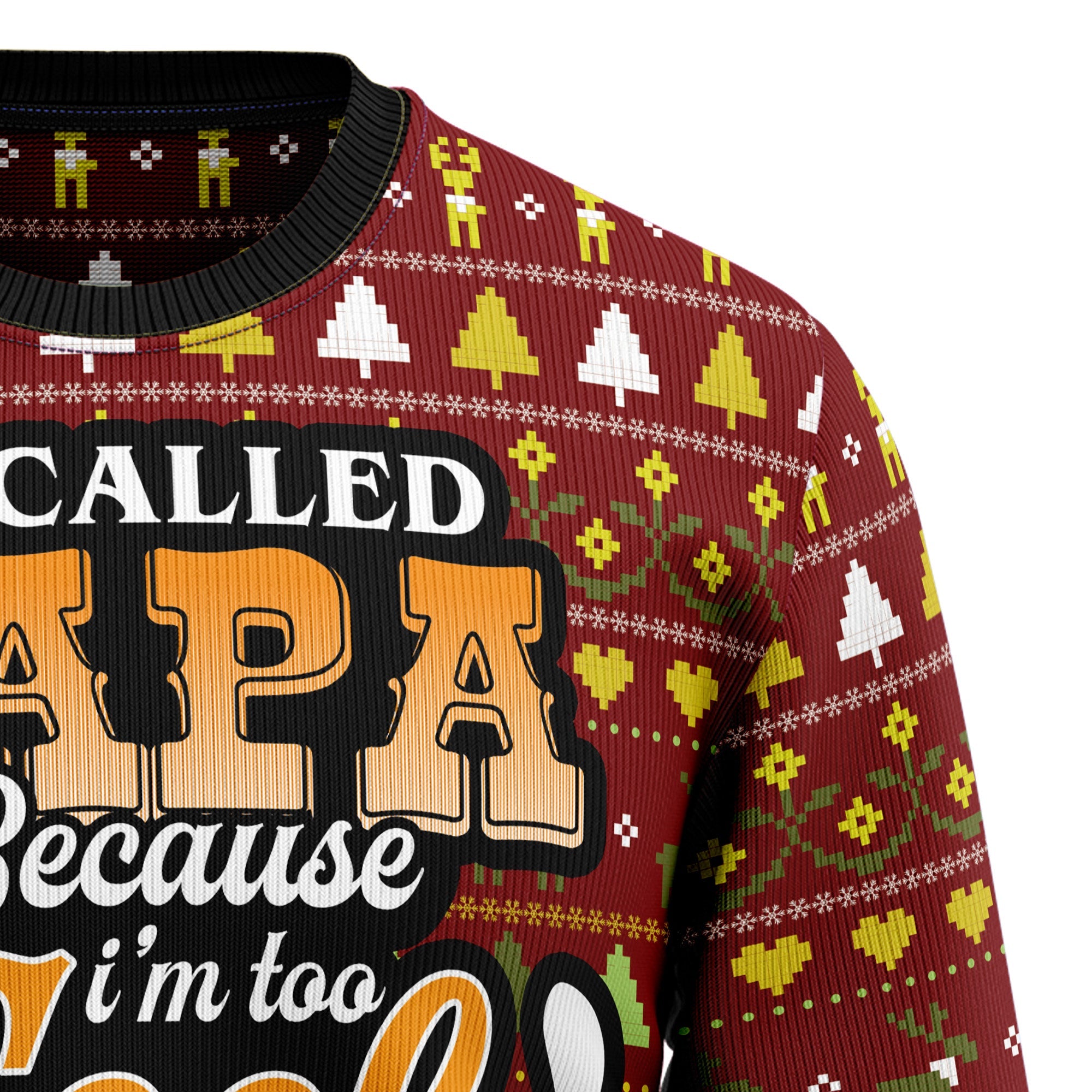 Too Cool To Be Called Grandpa Ugly Christmas Sweater for Men Women, Funny Holiday Party Outfit, Festive Xmas Gift