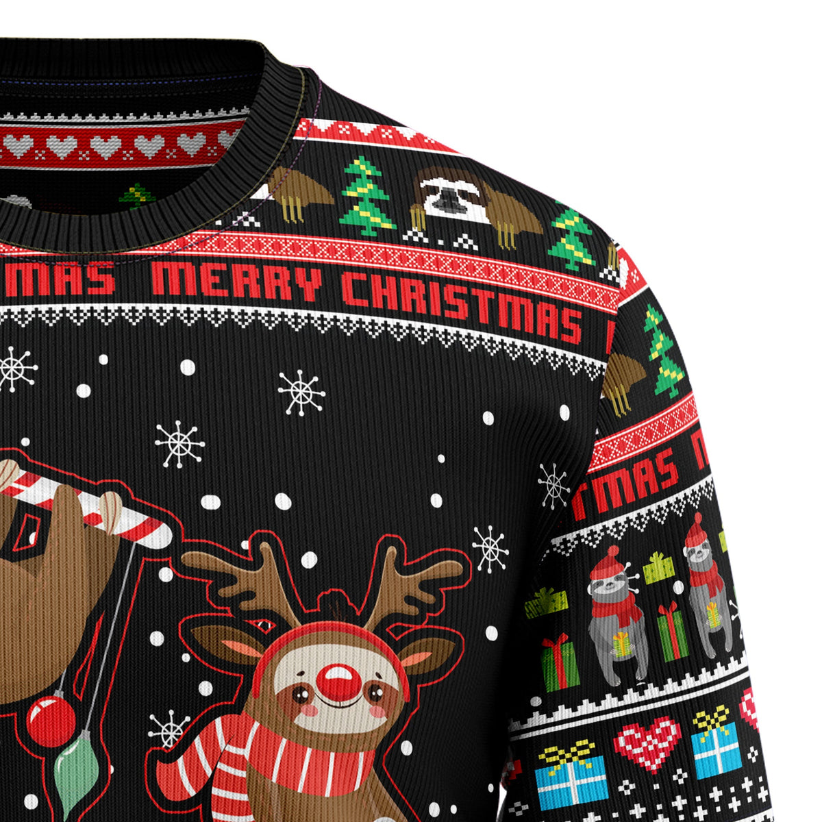 Sloth Xmas Ugly Christmas Sweater for Men and Women, Funny Holiday Party Outfit, Festive Christmas Gift