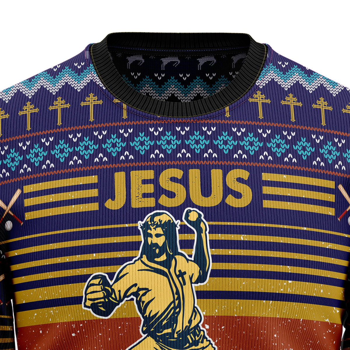 Baseball Jesus Save Ugly Christmas Sweater, Baseball Christmas Sweater, Sports Holiday Gift for Men and Women