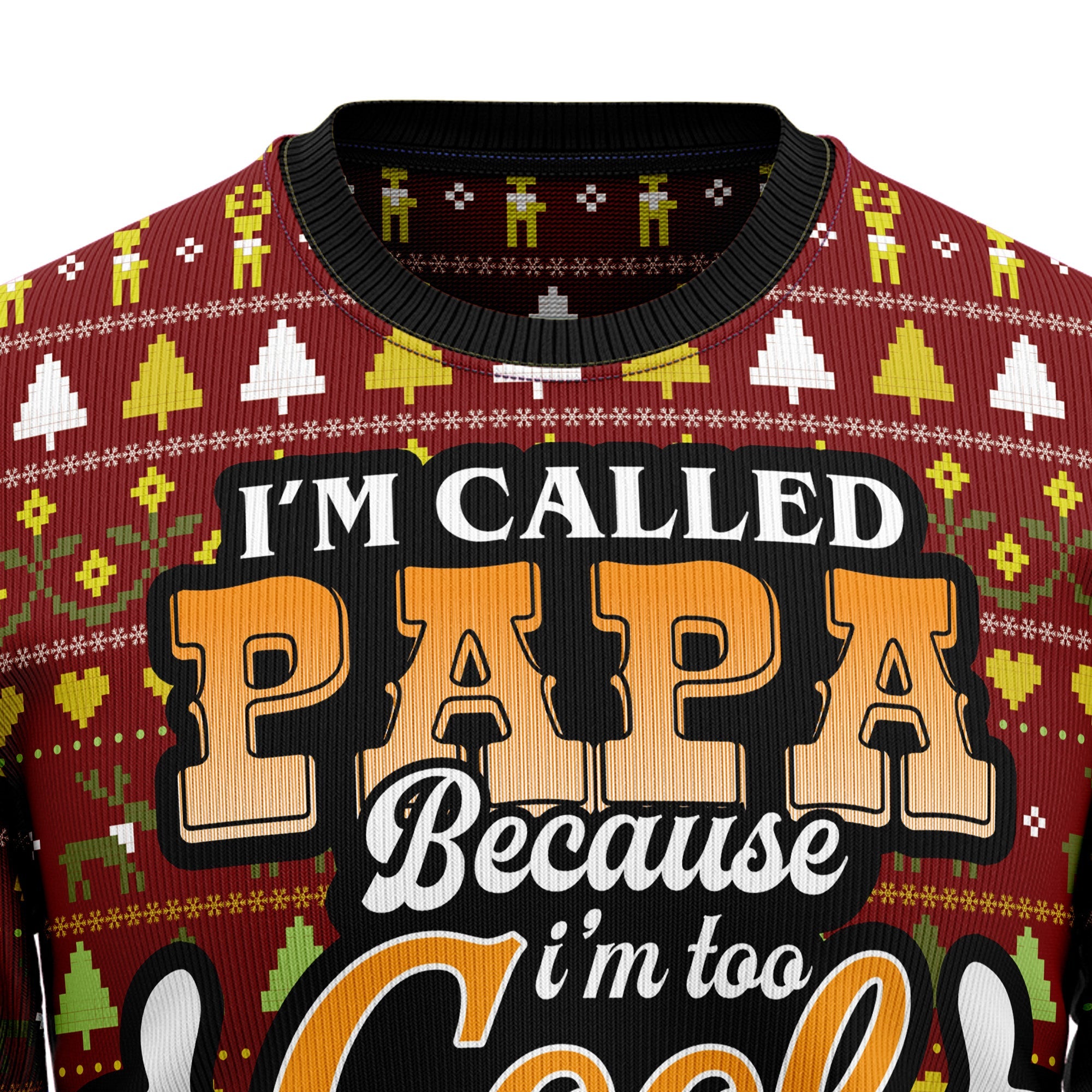 Too Cool To Be Called Grandpa Ugly Christmas Sweater for Men Women, Funny Holiday Party Outfit, Festive Xmas Gift
