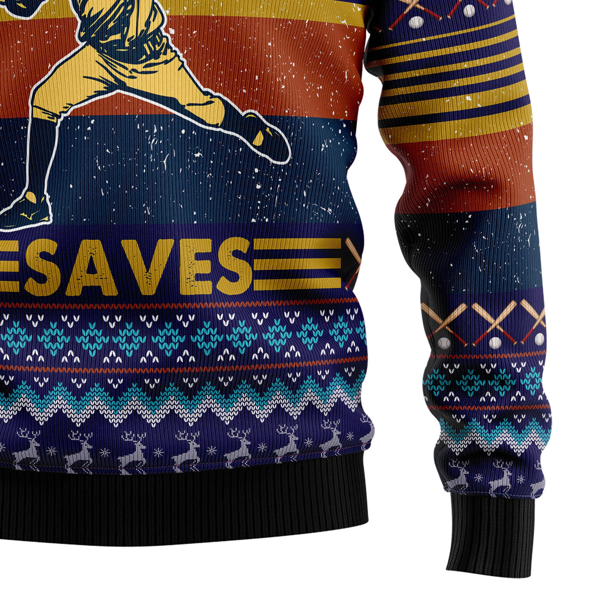 Baseball Jesus Save Ugly Christmas Sweater, Baseball Christmas Sweater, Sports Holiday Gift for Men and Women