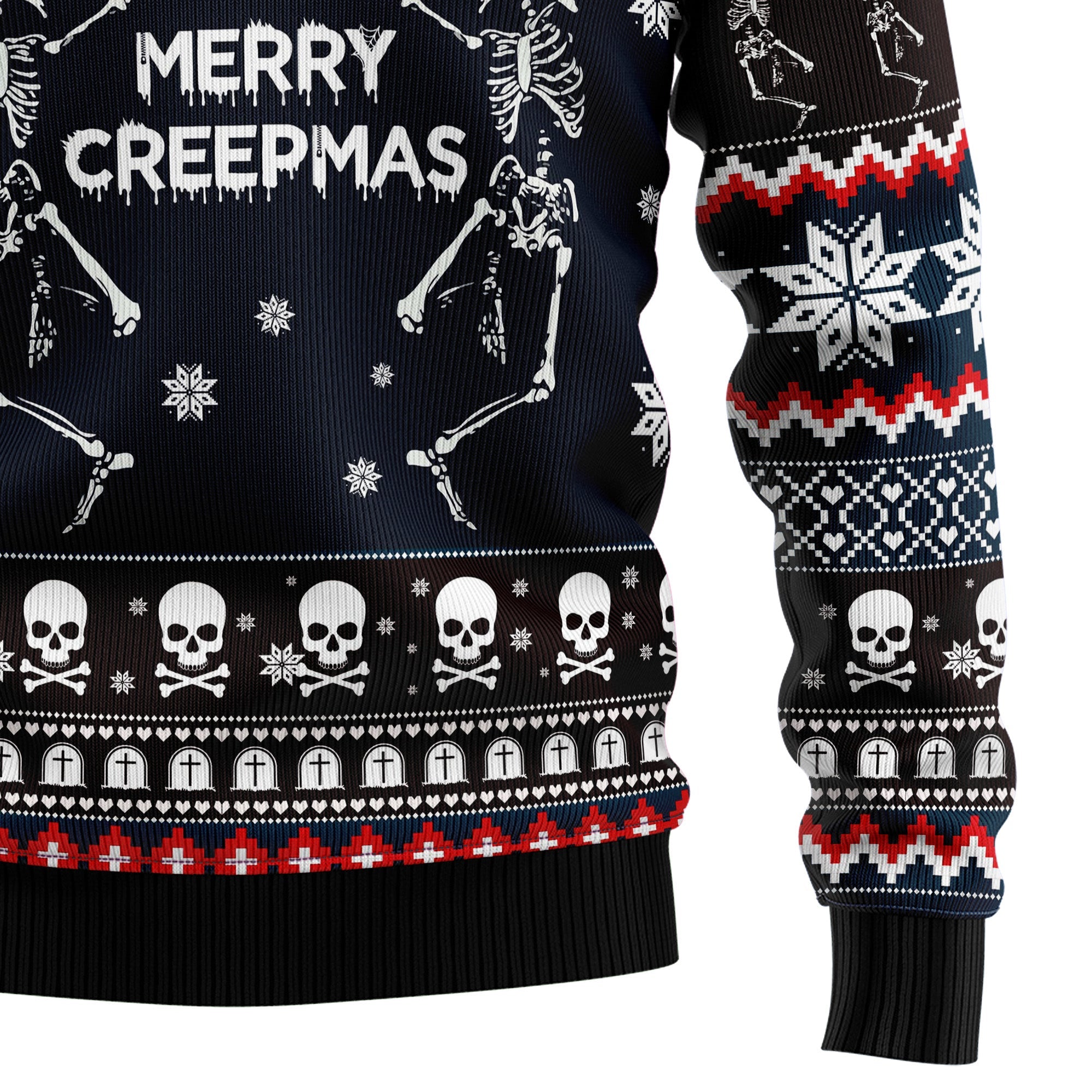 Skeleton Merry Creepmas, Christmas Ugly Christmas Sweater -  Funny Holiday Party Outfit for Men and Women, Xmas Gift 2026