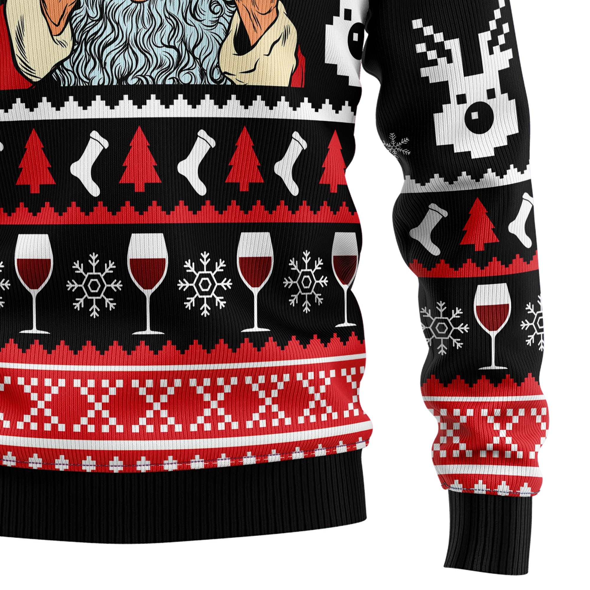 Red Wine Ugly Christmas Sweater, Wine Lover Holiday Pullover, Funny Christmas Party Outfit and Gift for Wine Friends