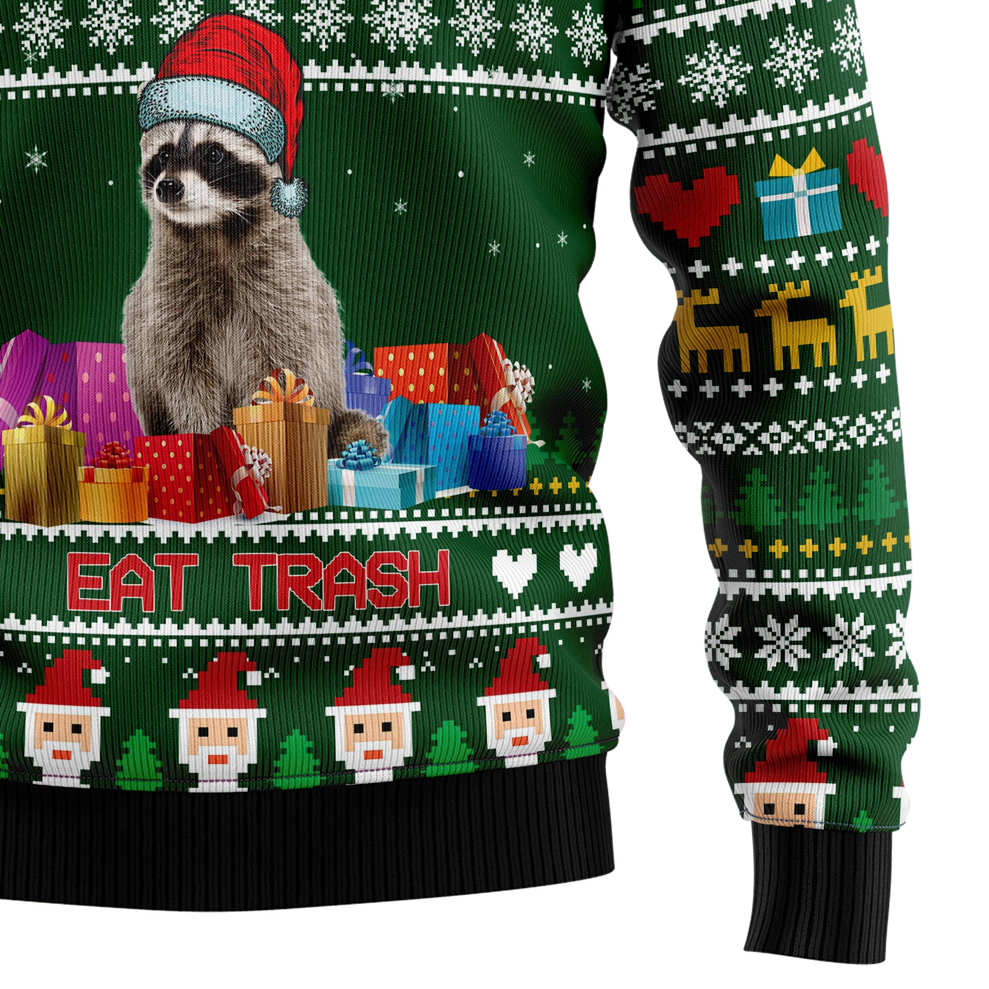 Raccoon Eat Trash Ugly Christmas Sweater, Funny Raccoon Holiday Pullover, Holiday Gatherings and Family Photos