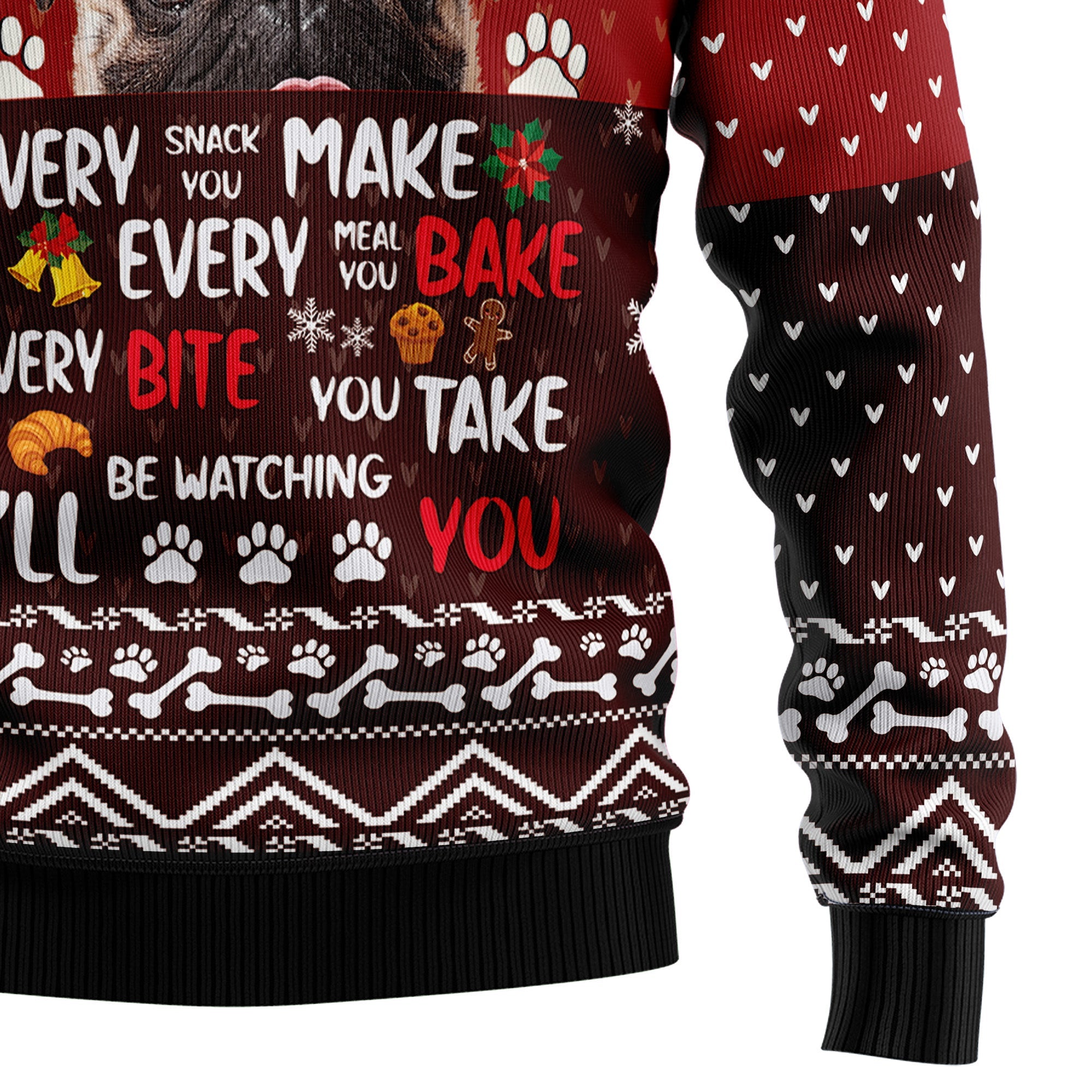 Pug Will Be Watching You Ugly Christmas Sweater for Men and Women, Funny Holiday Party Outfit, Festive Christmas Gift