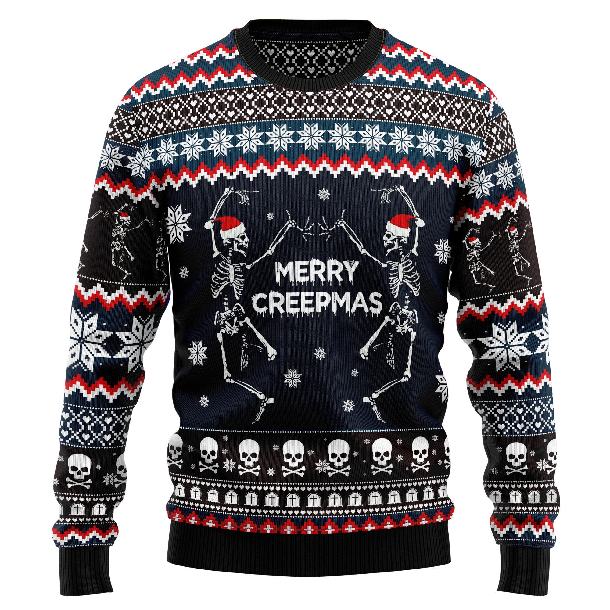 Skeleton Merry Creepmas, Christmas Ugly Christmas Sweater -  Funny Holiday Party Outfit for Men and Women, Xmas Gift 2026