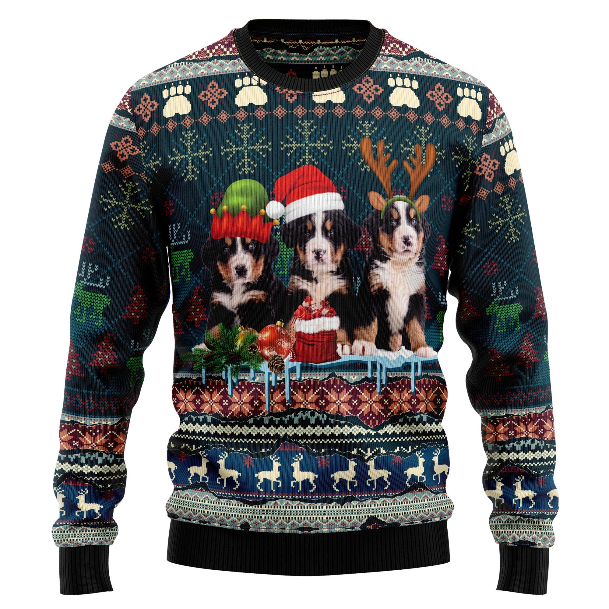 Cute Bernese Mountain Dog Christmas Ugly Christmas Sweater for Men Women, Funny Holiday Party Outfit, Festive Xmas Gift