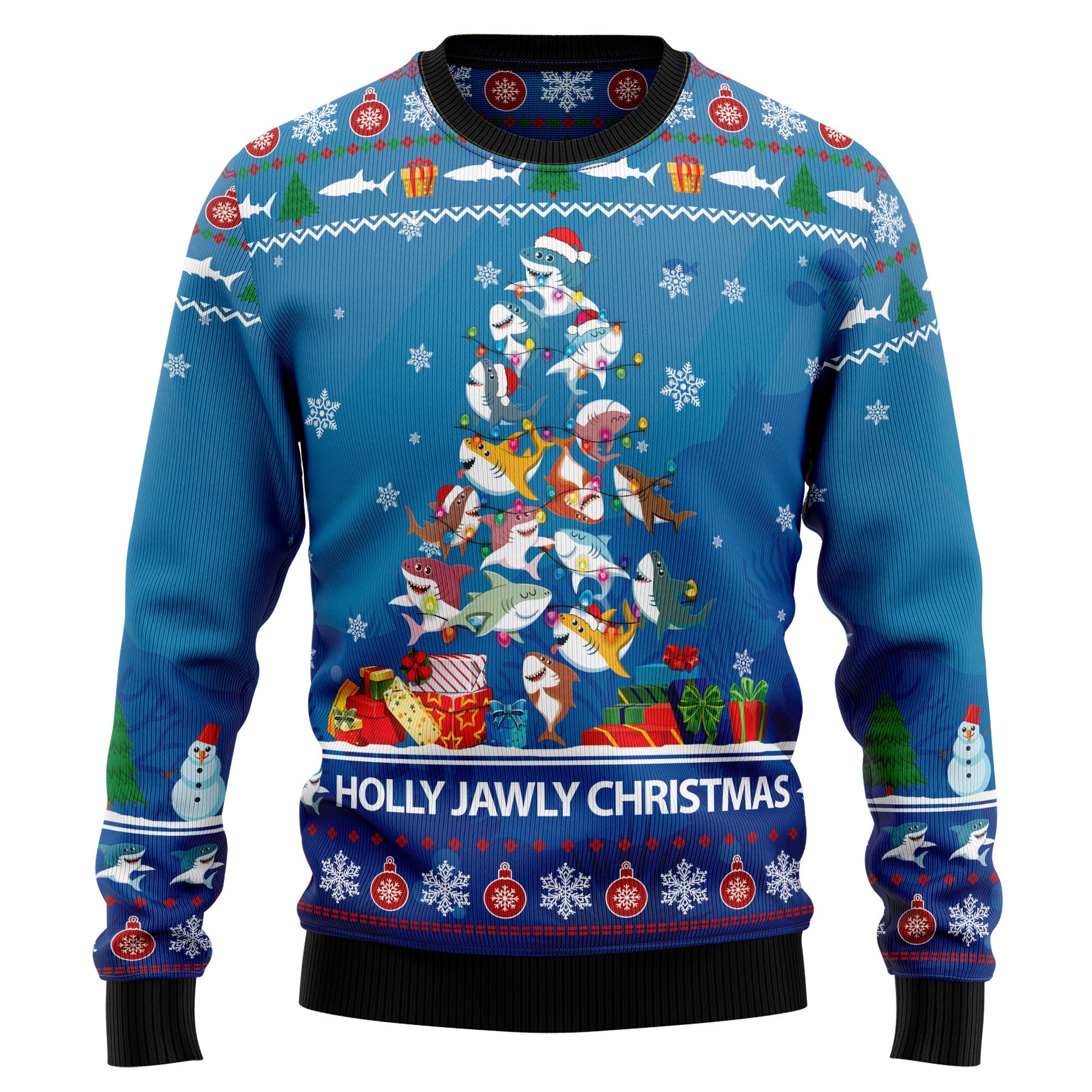 Shark Holly Jawly Christmas Ugly Christmas Sweater for Men and Women, Funny Holiday Party Outfit, Festive Christmas Gift