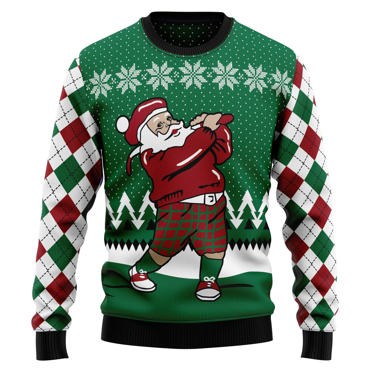 Golfer Santa Ugly Christmas Sweater, Funny Golf Christmas Sweater for Men, Holiday Party Outfit and Christmas Gift for Golf Lovers