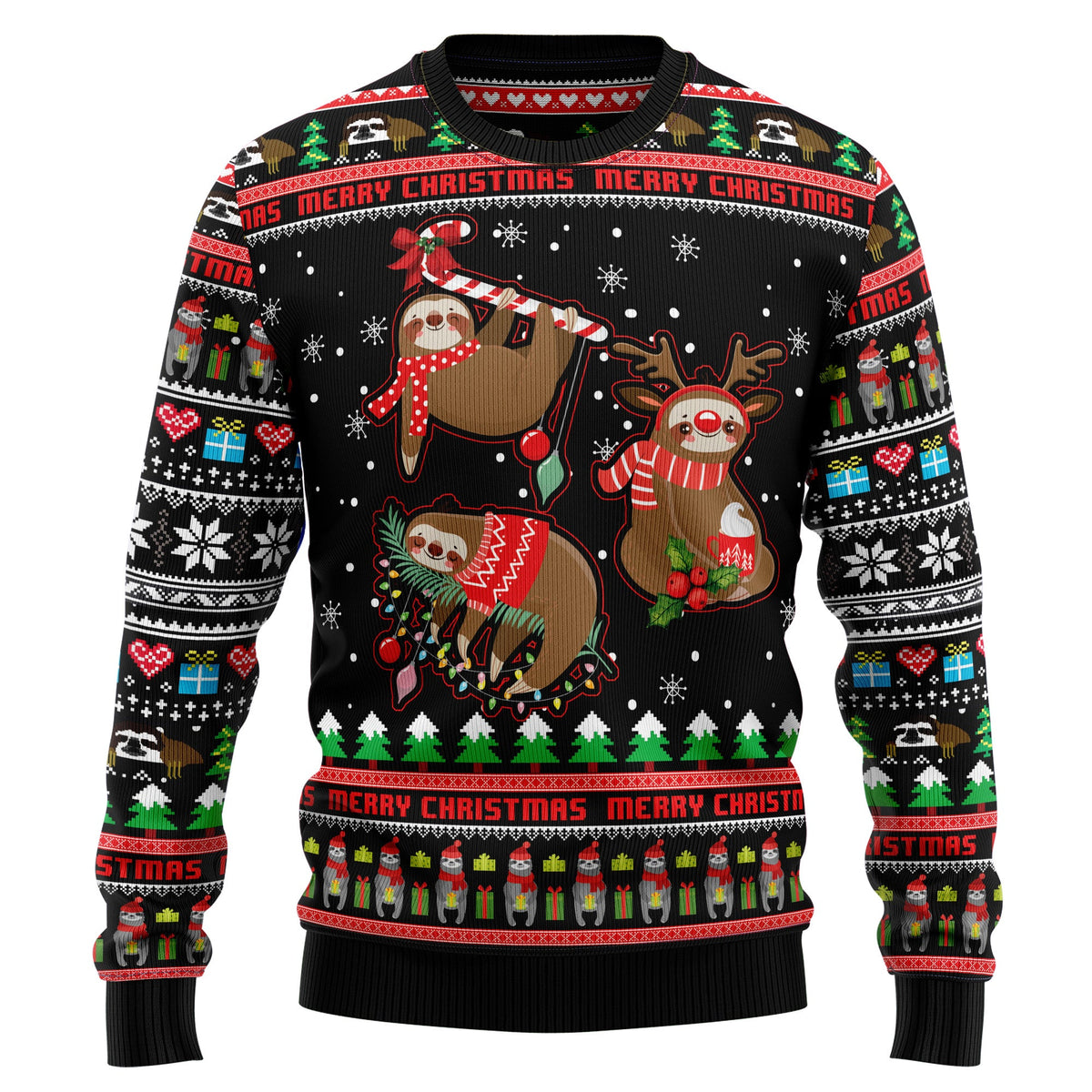 Sloth Xmas Ugly Christmas Sweater for Men and Women, Funny Holiday Party Outfit, Festive Christmas Gift