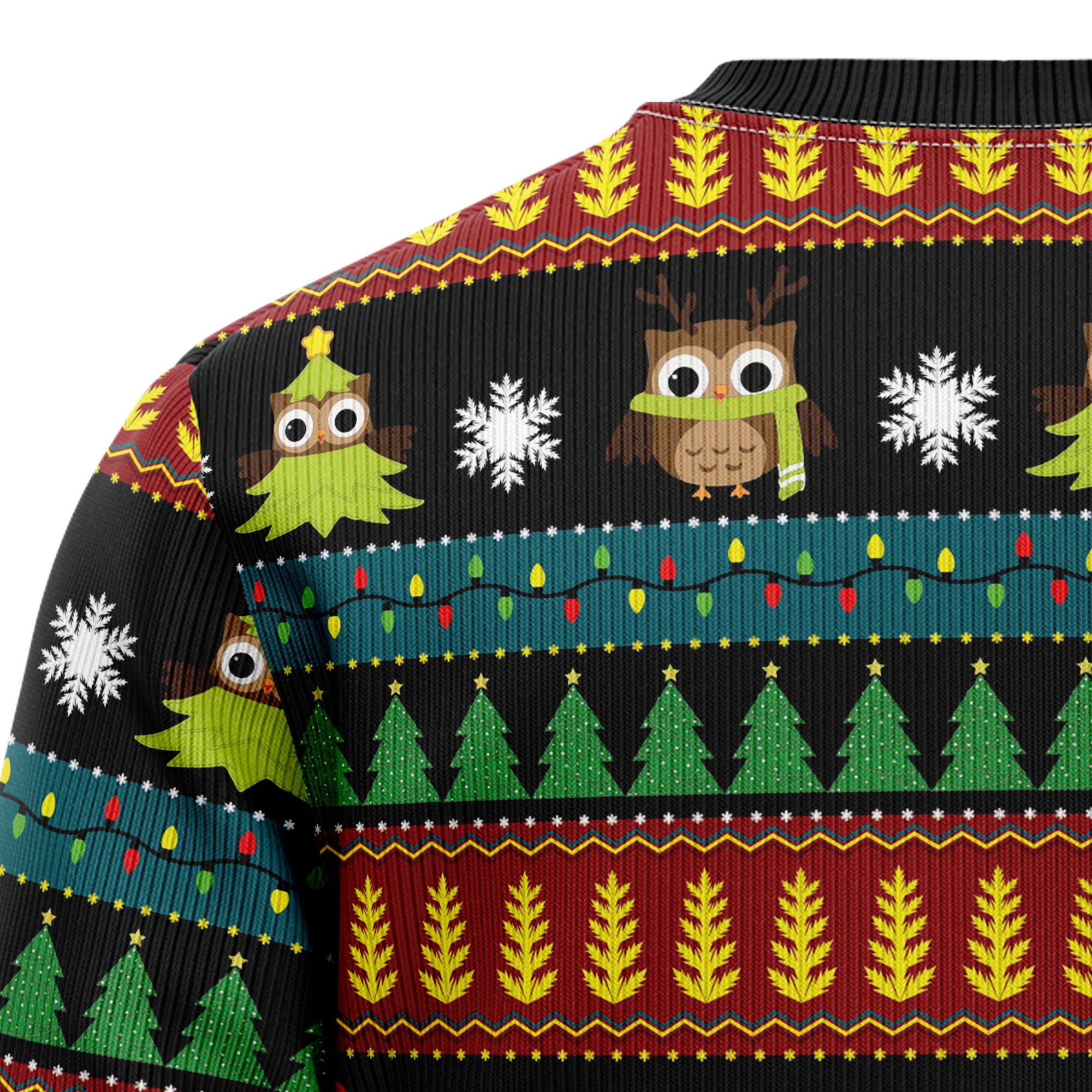 Owl Christmas Tree Ugly Christmas Sweater for Men and Women, Festive Holiday Party Outfit and Gift for Owl Lovers