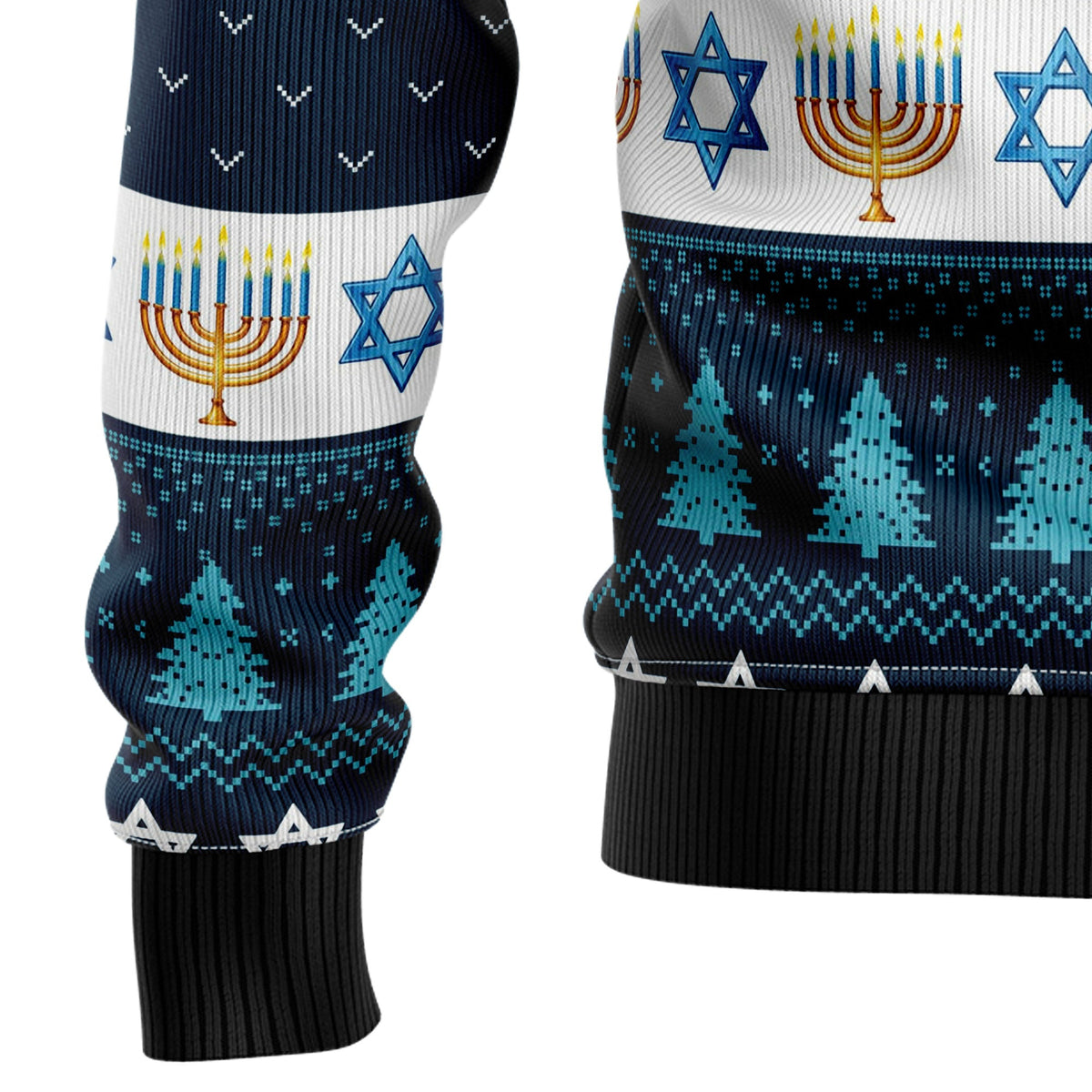 Happy Hanukkah Holiday Sweater - Funny Ugly Christmas Sweater for Men and Women, Unisex Holiday Party Outfit