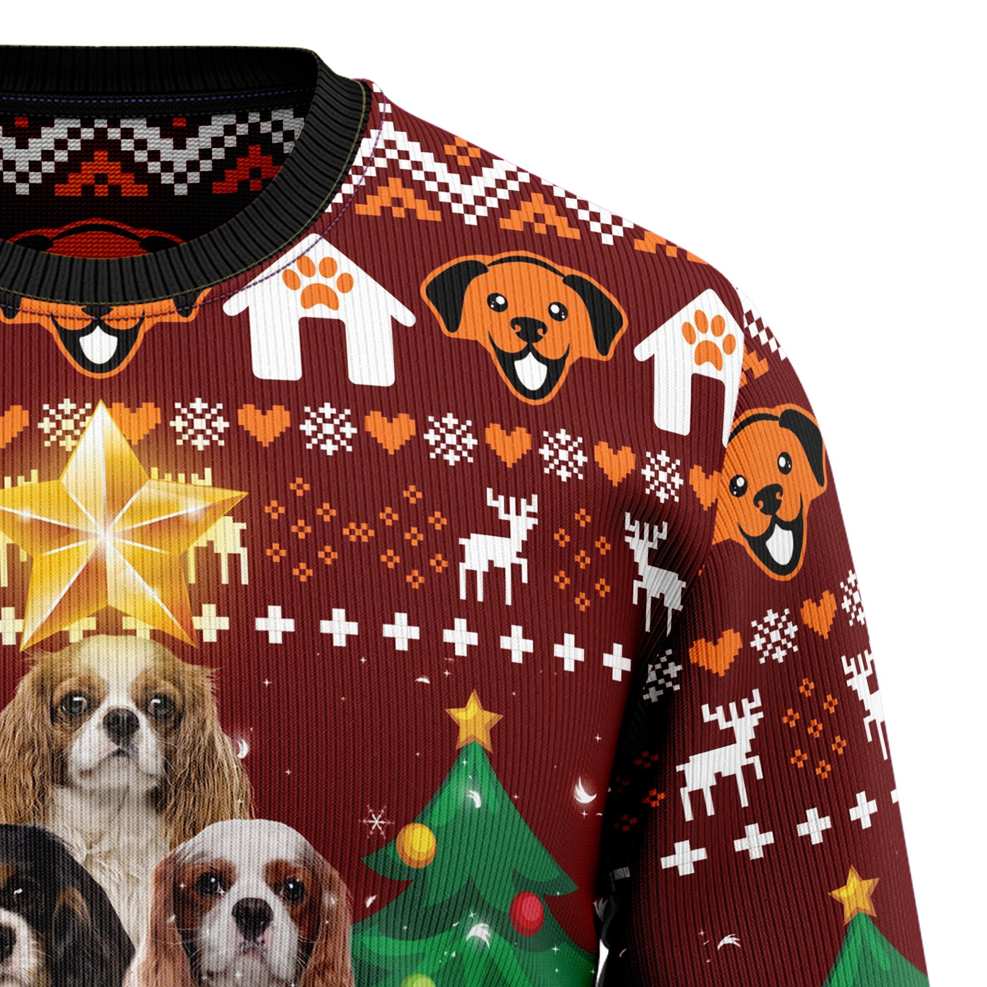 Cavalier King Charles Spaniel Pine Tree Ugly Christmas Sweater for Men Women, Holiday Party Outfit, Funny Xmas Gift