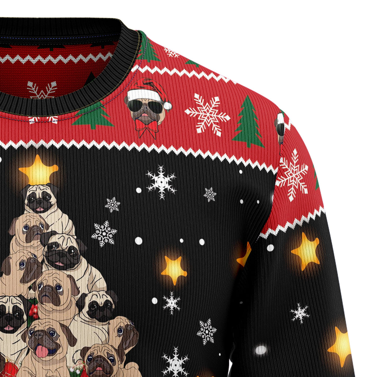Pug Christmas Tree Ugly Christmas Sweater for Men and Women, Funny Holiday Party Outfit, Festive Christmas Gift