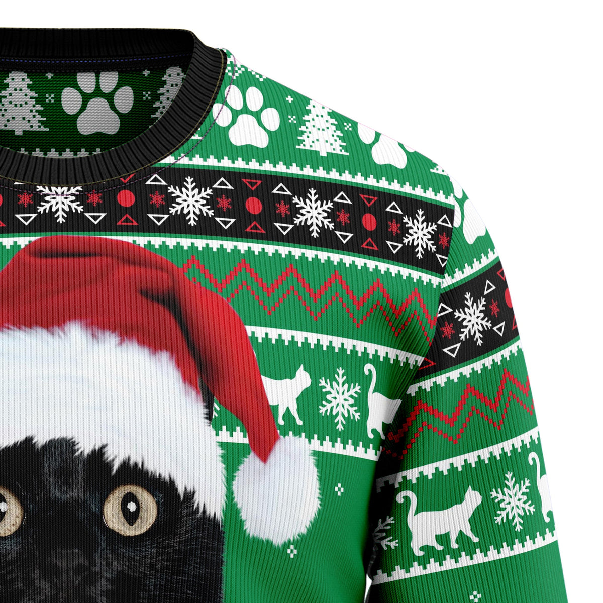 Meowy Black Cat Ugly Christmas Sweater for Men and Women, Funny Holiday Party Outfit, Festive Christmas Gift