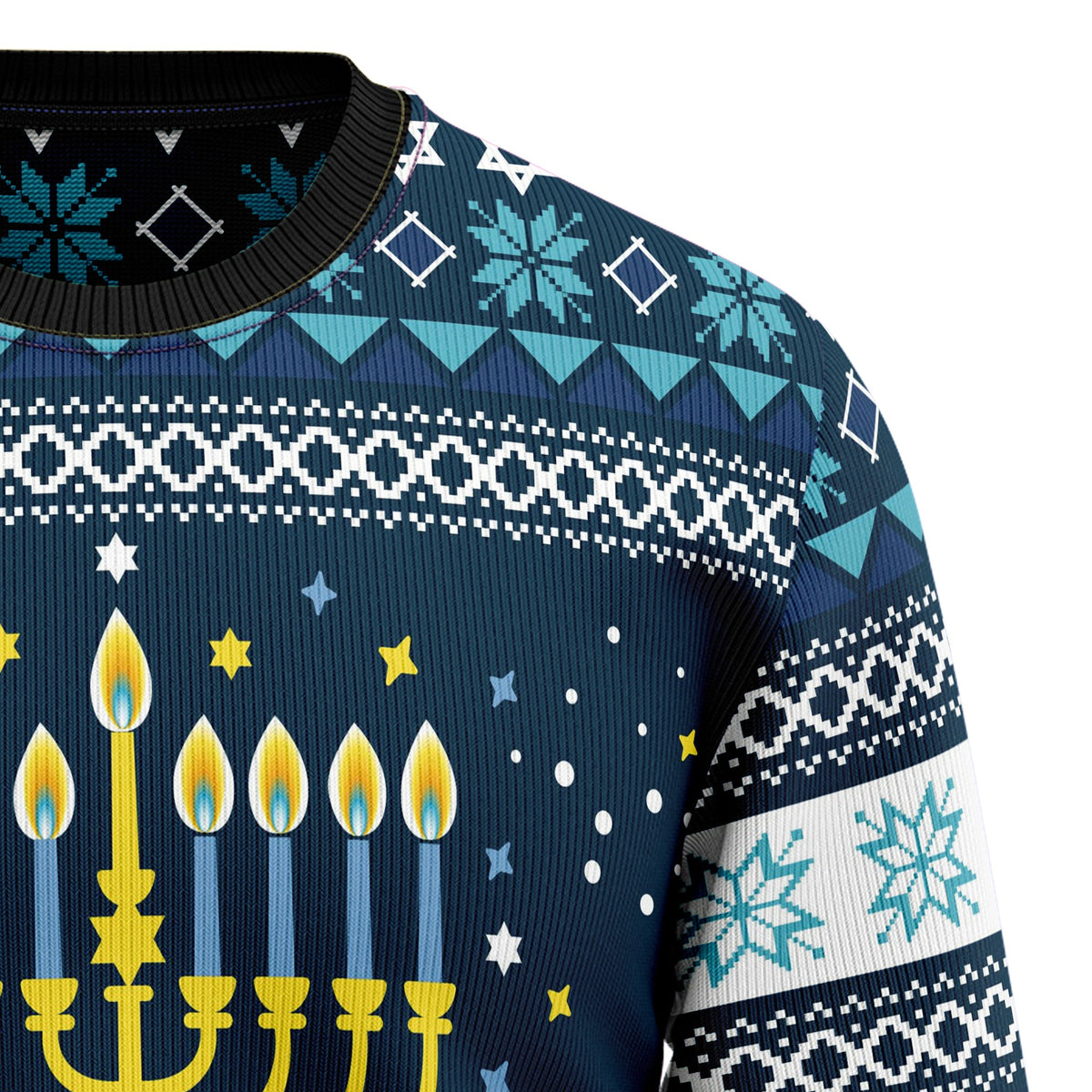 Happy Hanukkah Holiday Sweater - Funny Ugly Christmas Sweater for Men and Women, Unisex Holiday Party Outfit