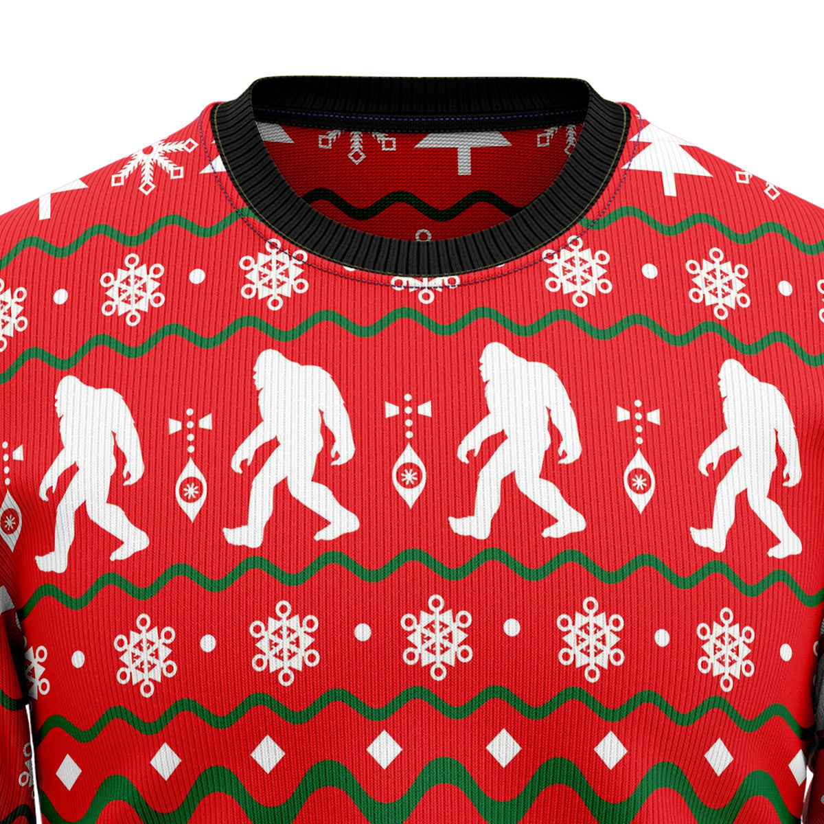 Bigfoot Christmas Sweater - Funny Ugly Christmas Sweater for Men and Women, Unisex Holiday Party Outfit