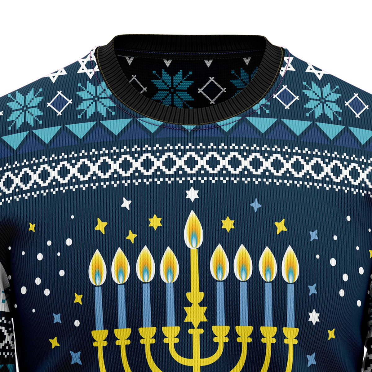 Happy Hanukkah Holiday Sweater - Funny Ugly Christmas Sweater for Men and Women, Unisex Holiday Party Outfit
