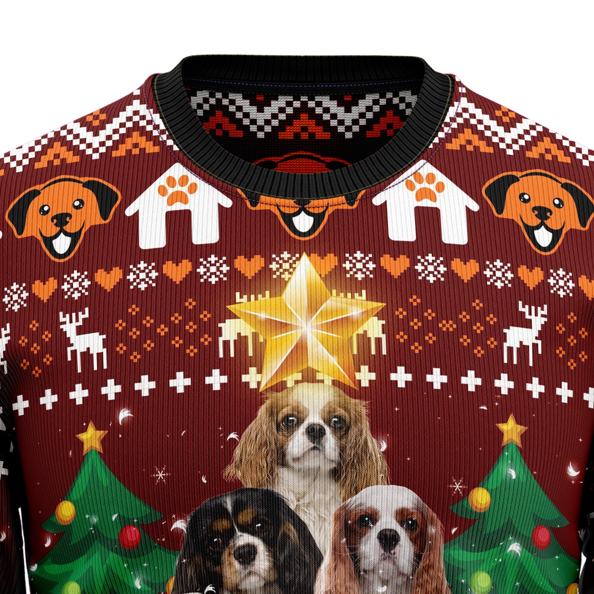 Cavalier King Charles Spaniel Pine Tree Ugly Christmas Sweater for Men Women, Holiday Party Outfit, Funny Xmas Gift